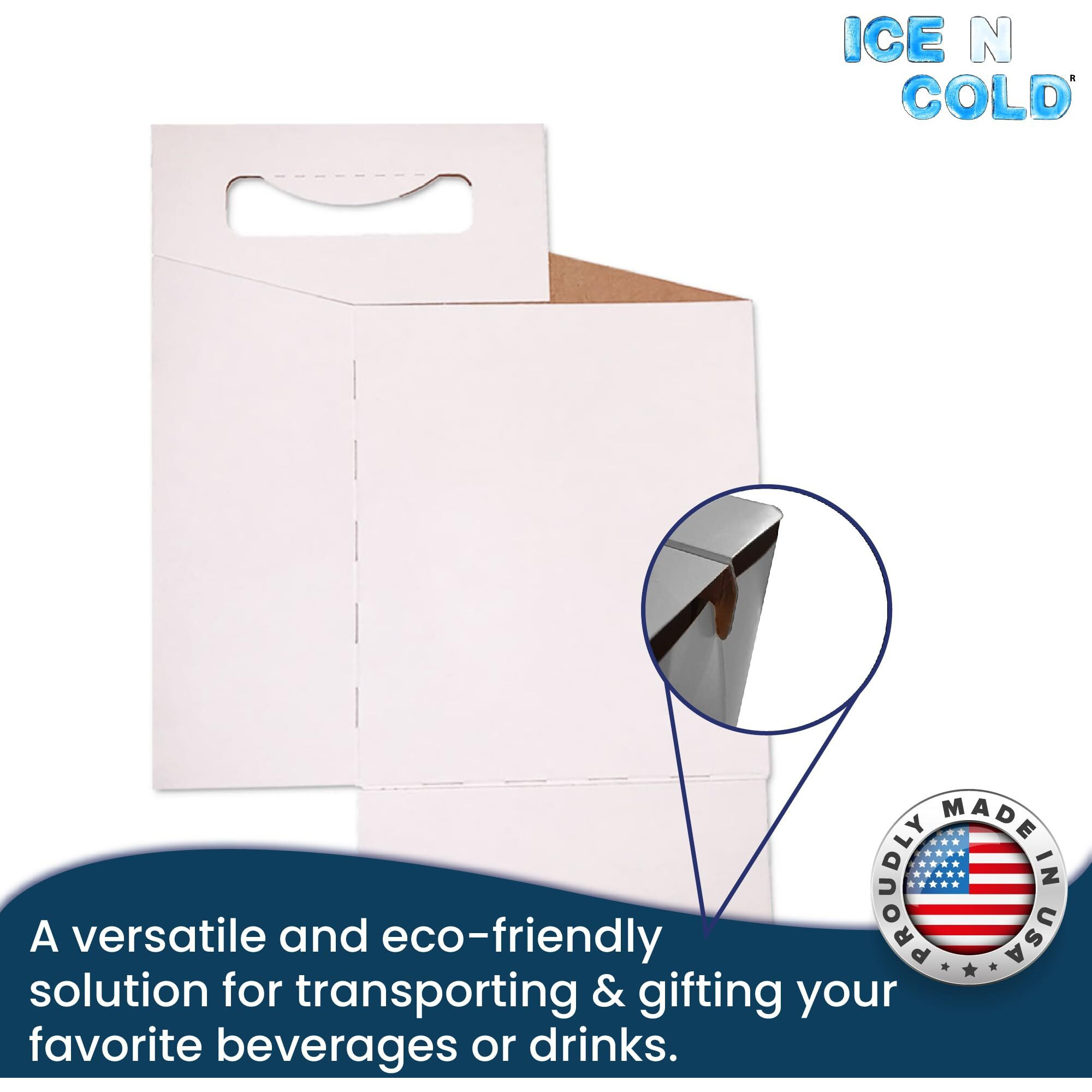 Ice N Cold 4Pk Cardboard Carrier (White, 50Ct) | Holds 4Pk 12Oz Bottles | Fast Same Day Shipping