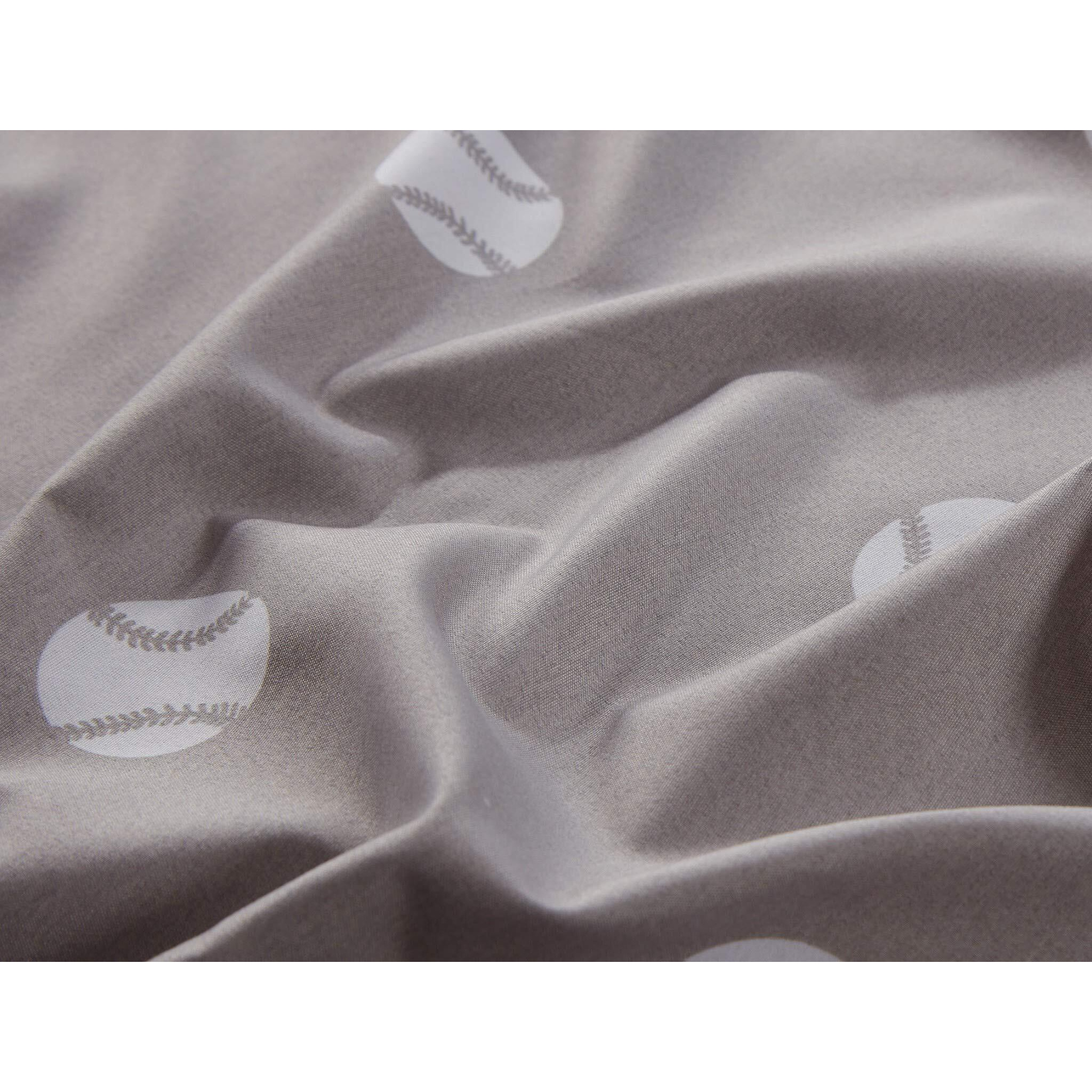 Chezmoi Collection 4-Piece Kids/Teens Sports Sheet Set - Soft Microfiber Gray White Baseball, Full Size