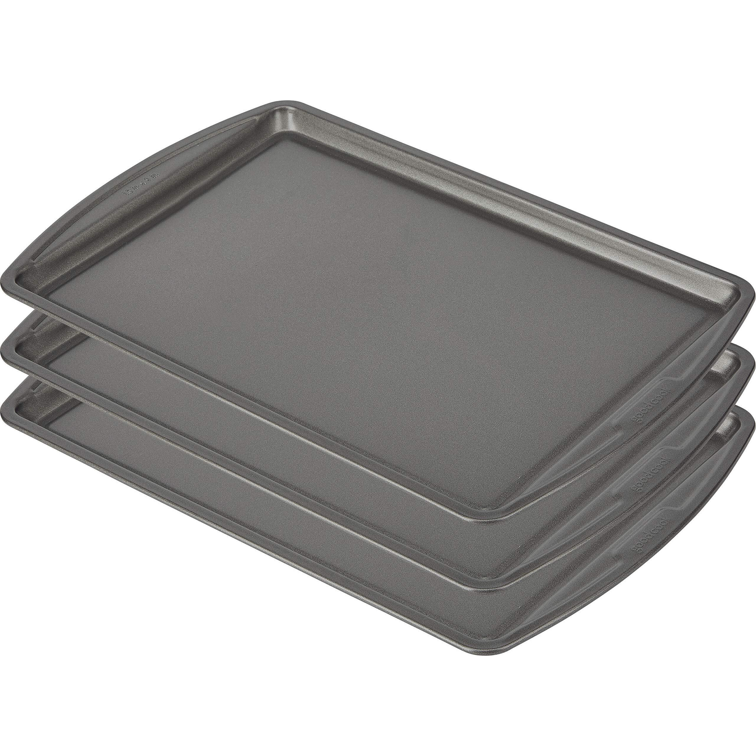Goodcook Everyday Nonstick Carbon Steel 13    X 9    Baking Sheet Set, 3 Pack - Standard-Sized Carbon Steel Cooking Pans, Bakeware Set, Cookie Sheets For Baking, Oven Pan Set