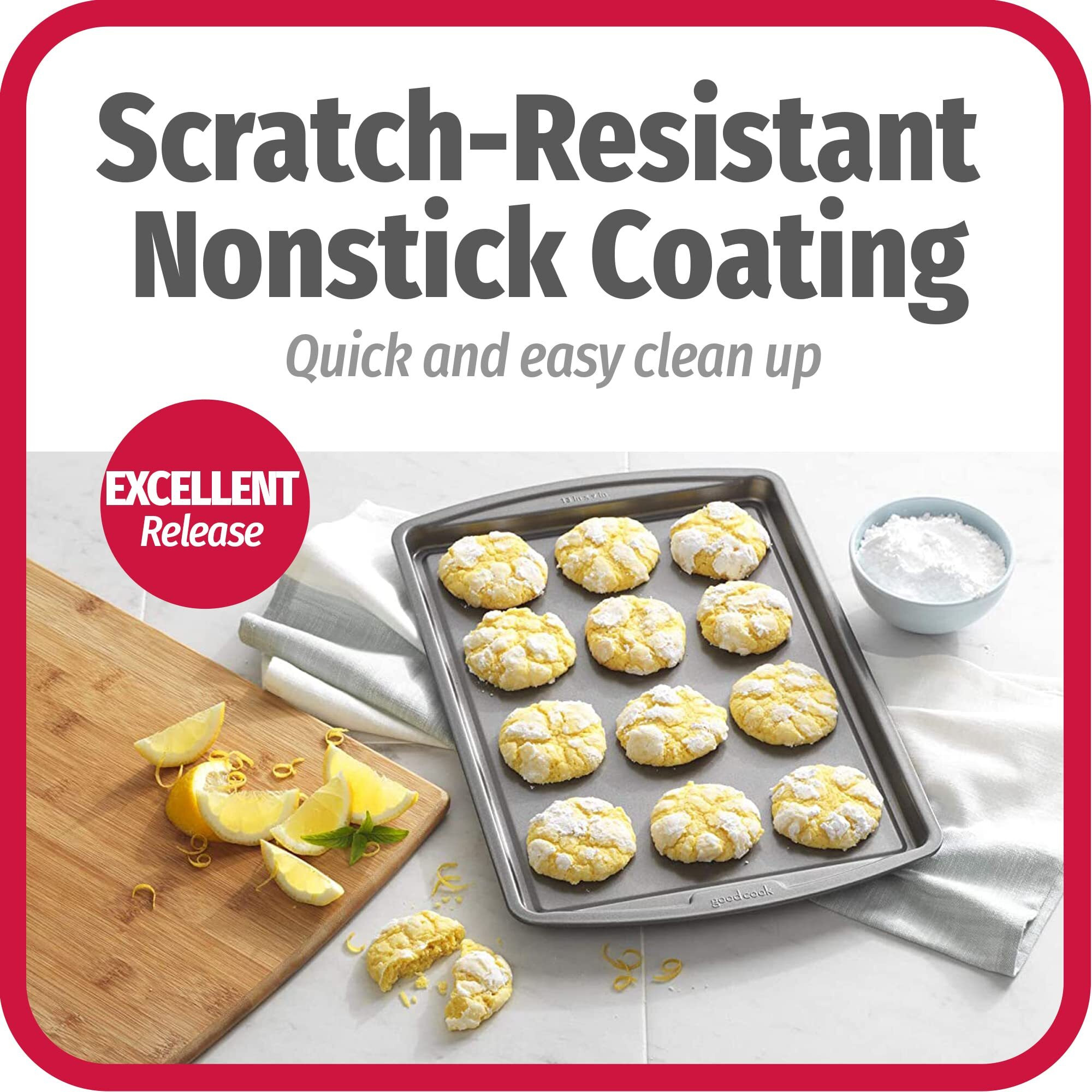 Goodcook Everyday Nonstick Carbon Steel 13    X 9    Baking Sheet Set, 3 Pack - Standard-Sized Carbon Steel Cooking Pans, Bakeware Set, Cookie Sheets For Baking, Oven Pan Set