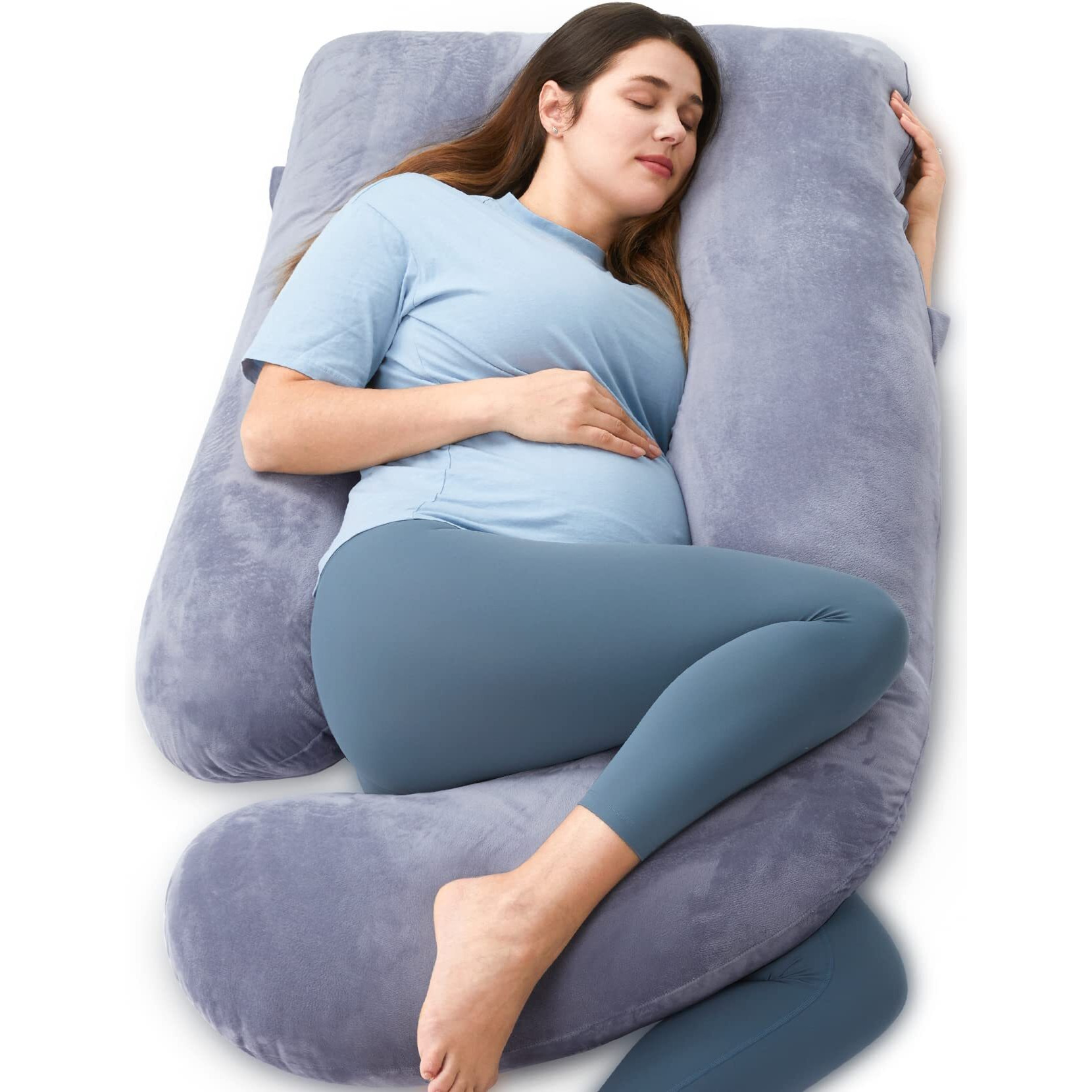 Momcozy Pregnancy Pillows For Sleeping, U Shaped Full Body Maternity Pillow With Removable Cover - Support For Back, Legs, Belly, Hips For Pregnant Women, 57 Inch Pregnancy Pillow For Women, Grey