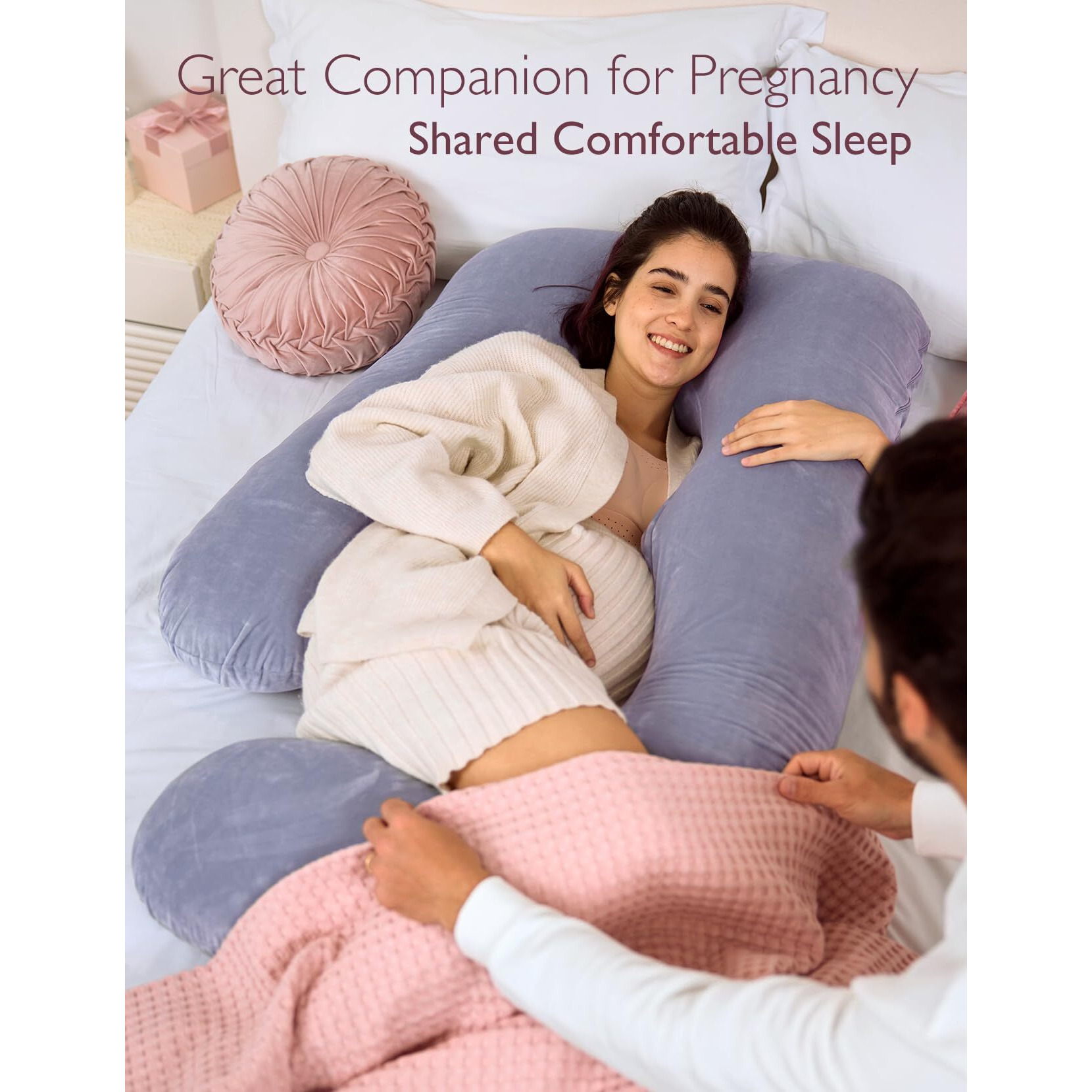 Momcozy Pregnancy Pillows For Sleeping, U Shaped Full Body Maternity Pillow With Removable Cover - Support For Back, Legs, Belly, Hips For Pregnant Women, 57 Inch Pregnancy Pillow For Women, Grey