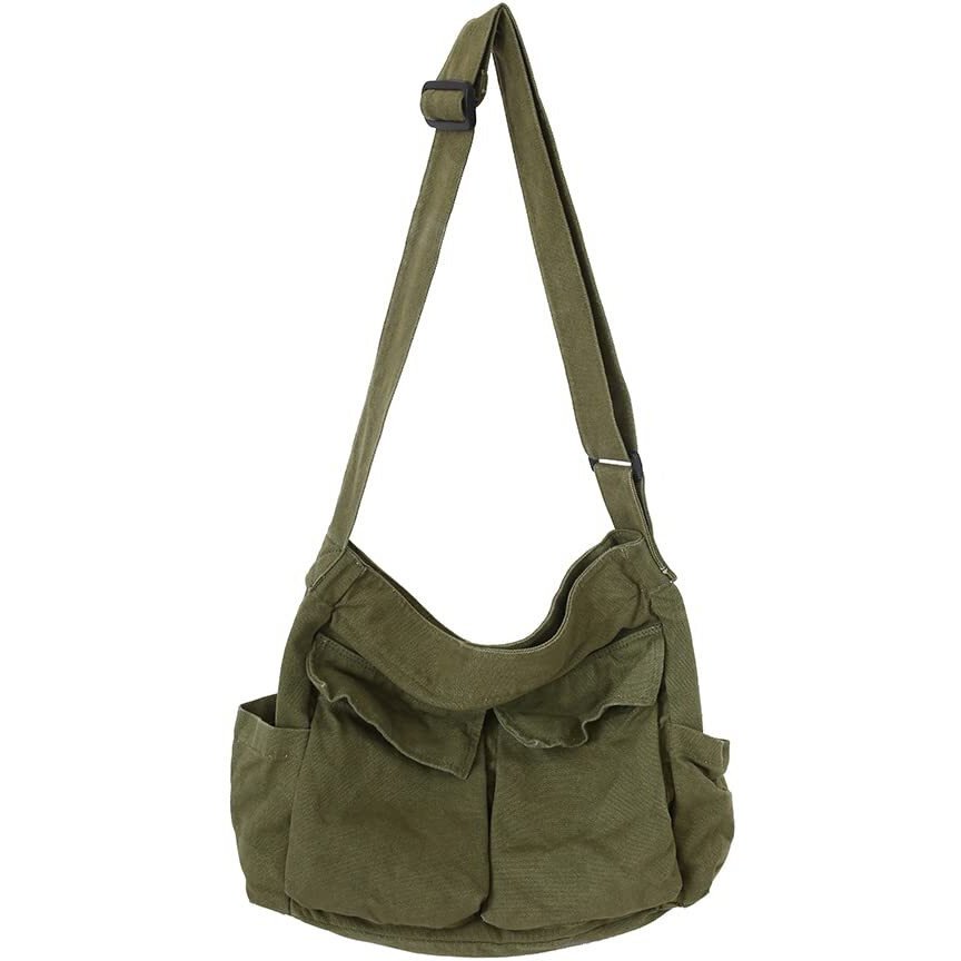 Canvas Shoulder Bag Large Hobo Crossbody Bag With Multiple Pockets Canvas Messenger Tote Bag For Women And Men