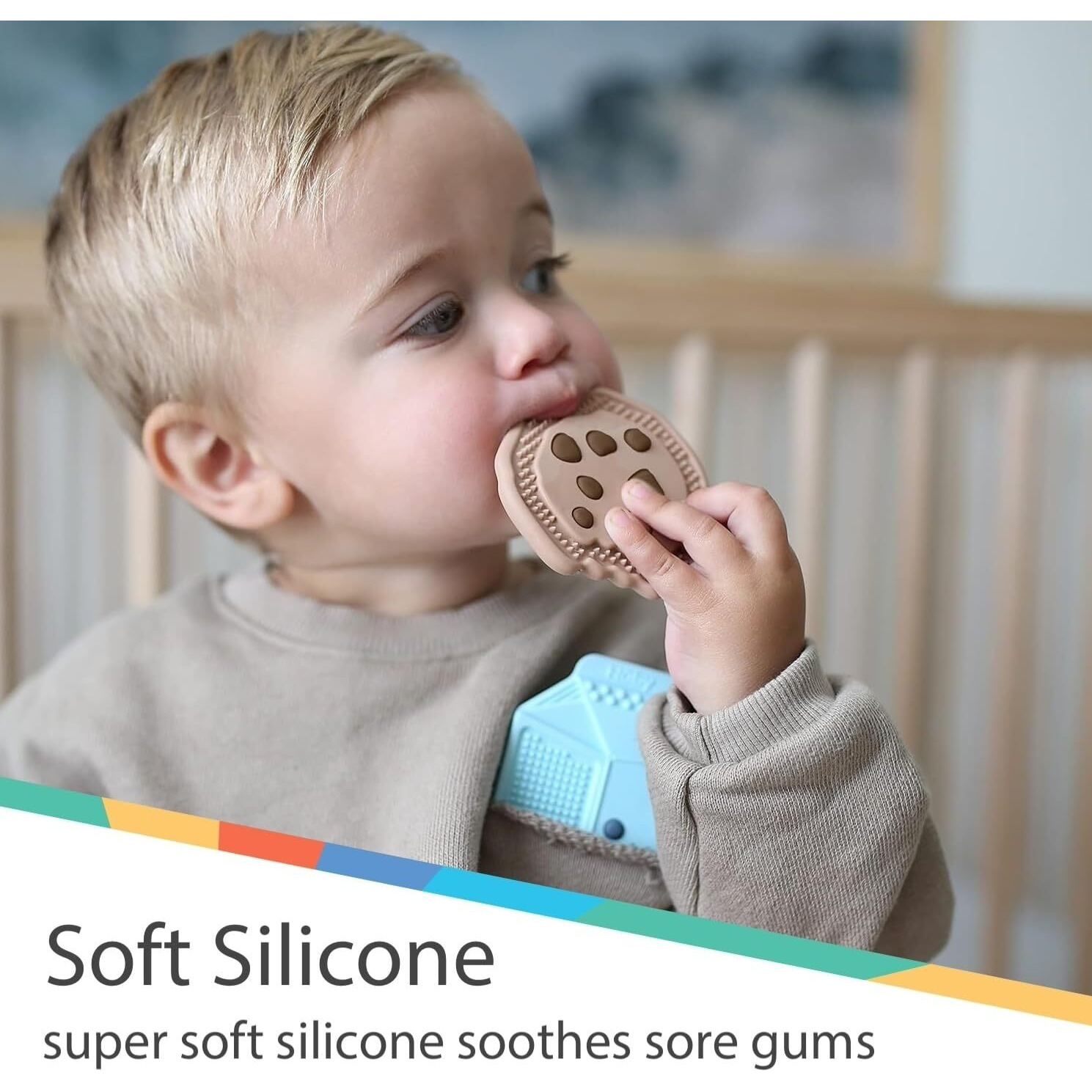 Nuby All Silicone Chocolate Chip Cookie Teether - 3+ Months