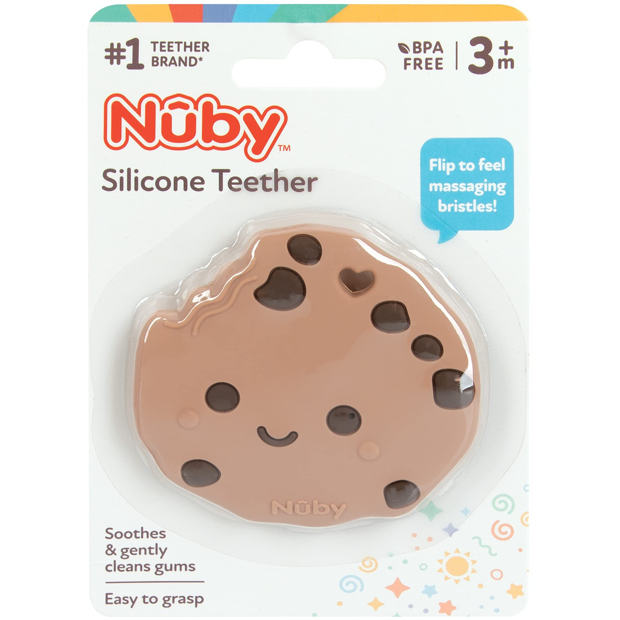 Nuby All Silicone Chocolate Chip Cookie Teether - 3+ Months