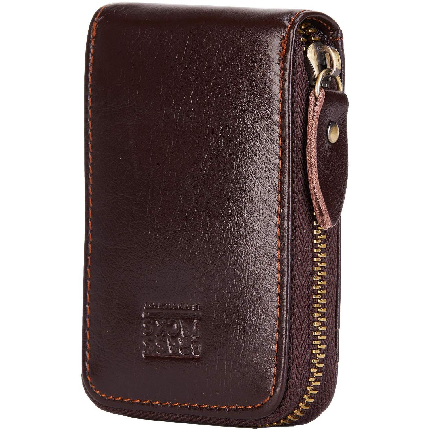Brass Tacks Leathercraft Vintage Full Top Grain Leather Wallet Rfid Blocking Multi Card Case With Zipper Pocket Card Holder For Men Women Gift Box