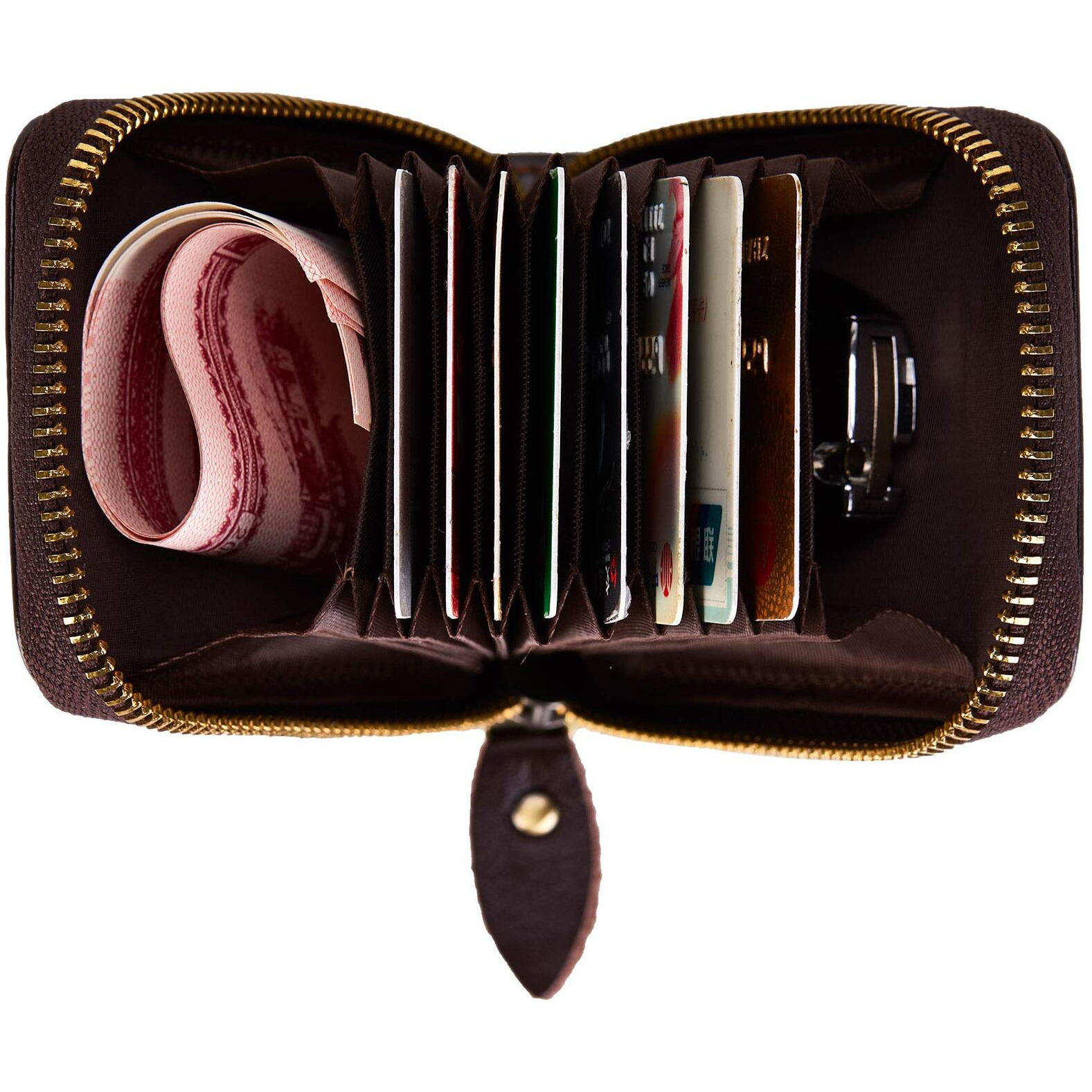 Brass Tacks Leathercraft Vintage Full Top Grain Leather Wallet Rfid Blocking Multi Card Case With Zipper Pocket Card Holder For Men Women Gift Box