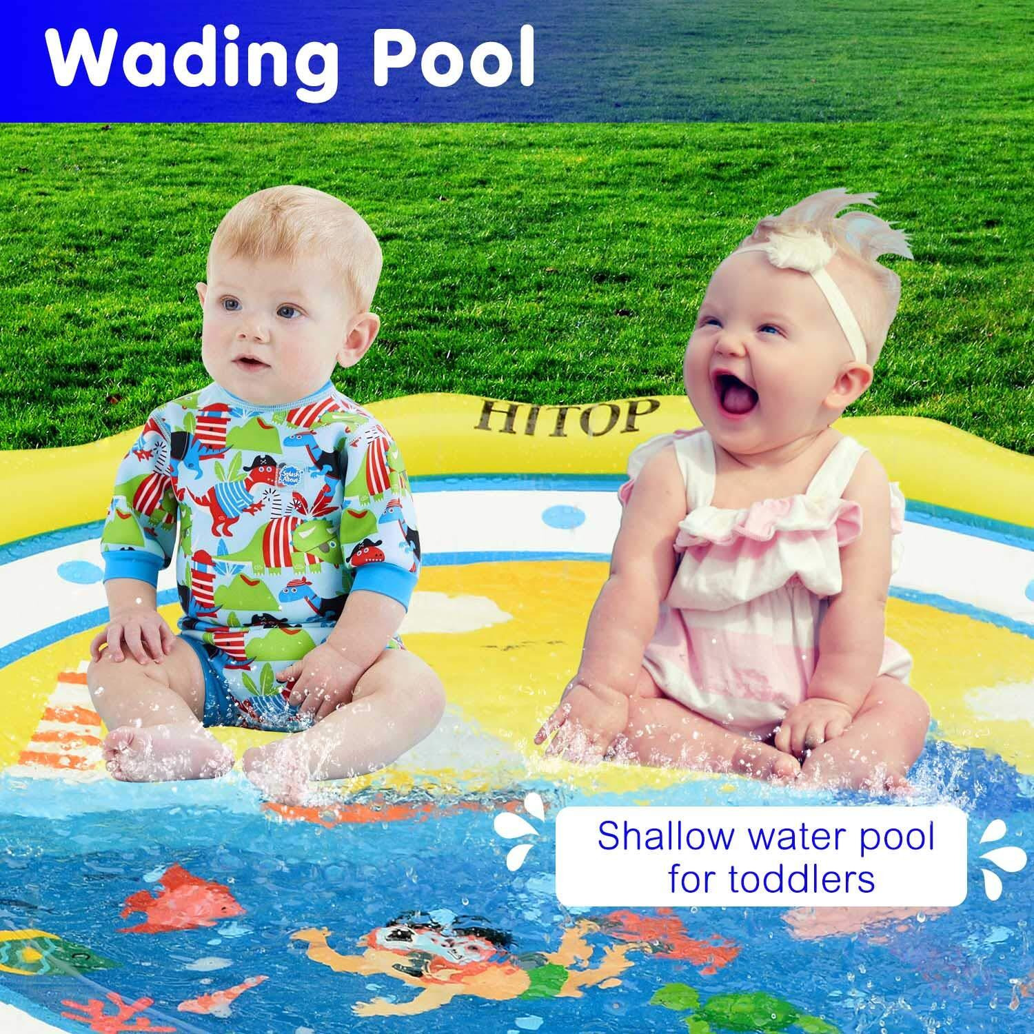 Hitop Kids Sprinklers For Outside, Splash Pad For Toddlers & Baby Pool 3-In-1 60"" Water Toys Gifts For 1 2 3 4 5 Year Old Boys Girls Splash Play Mat (Ocean)