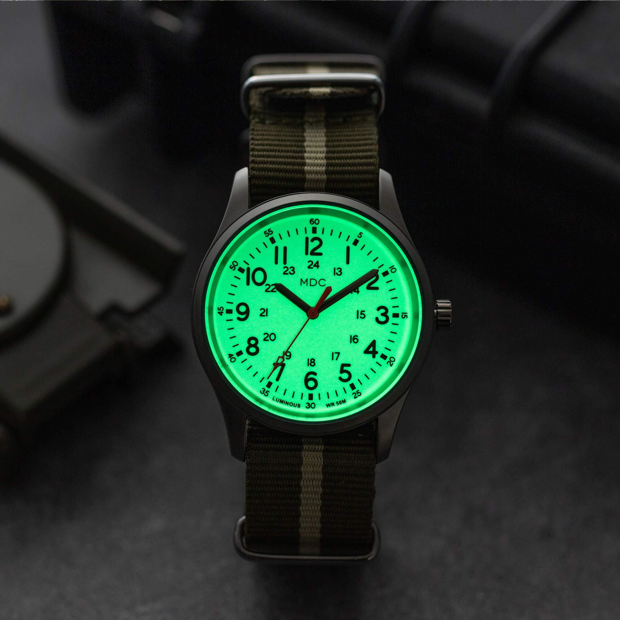 Infantry Glow In The Dark Military Watches For Men Analog Tactical Men's Wrist Watch Luminous Work Outdoor Sport Waterproof Field Wristwatch Green Nylon Band