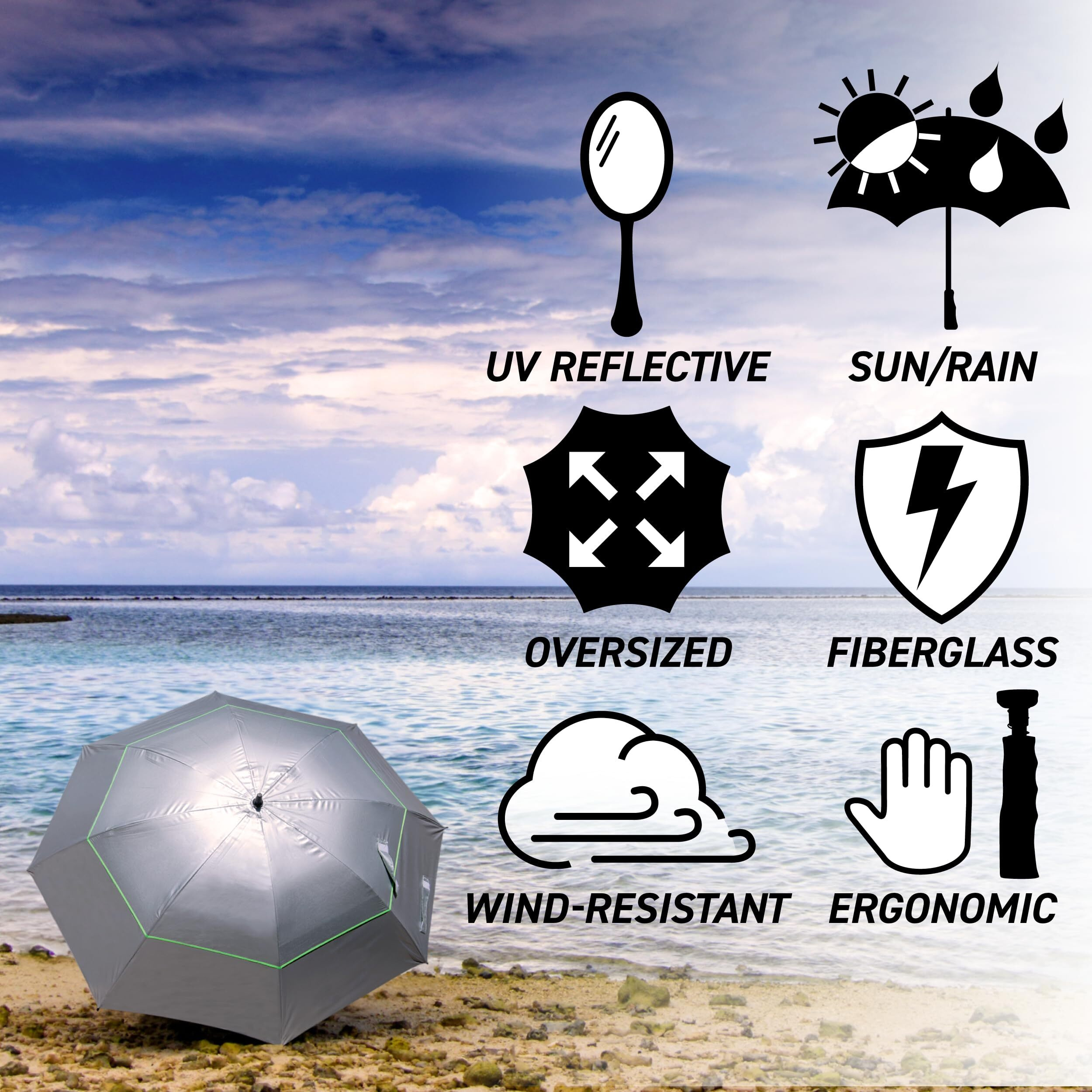 Suntek 68    Golf Umbrella, Windproof & Waterproof Umbrellas With Vented Double Canopy, Reflective Uv Protection, Large Umbrella For Golf, Sport & Travel (Silver/Black)
