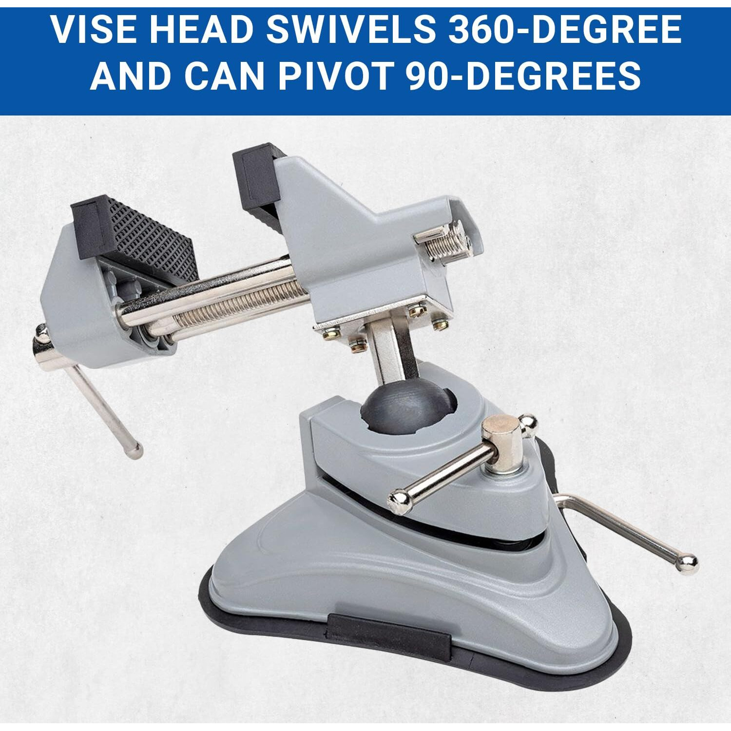 Yost Tools Yost V-275 Portable Vacuum Base Vise, Pivots Multi-Angle, 2.75    Jaw Width, (1 Pack), Silver