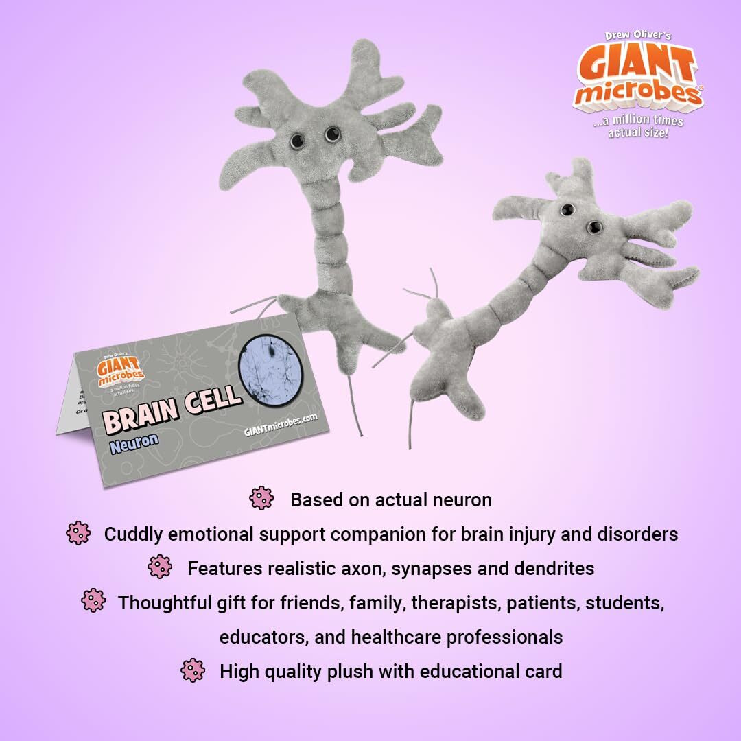 Giantmicrobes Brain Cell Plush, Neuron Plush, Neuroscience Gifts, Neurology Gifts, Science Plush, Neuron Model Anatomy, Psychology Gifts, Psychology Decor, Brain Themed Gifts, Mental Health Awareness