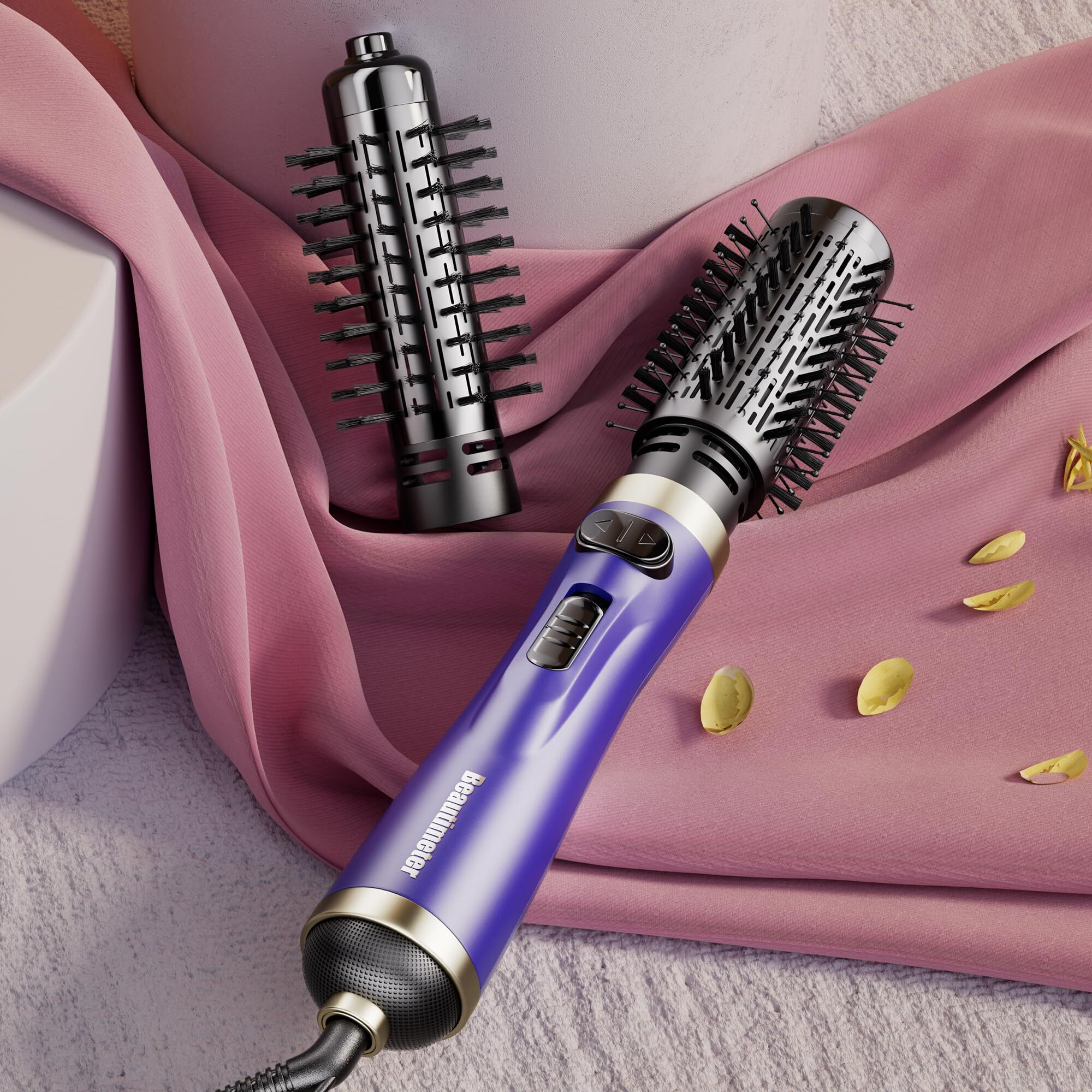 Beautimeter Hair Dryer Brush, Rotating Blow Dryer Brush With 2-Inch And 1.5-Inch Brushes, 3 In 1 Hot Air Styler And Rotating Brush, Hair Dryer Brush Blow Dryer Brush In One (Blue)