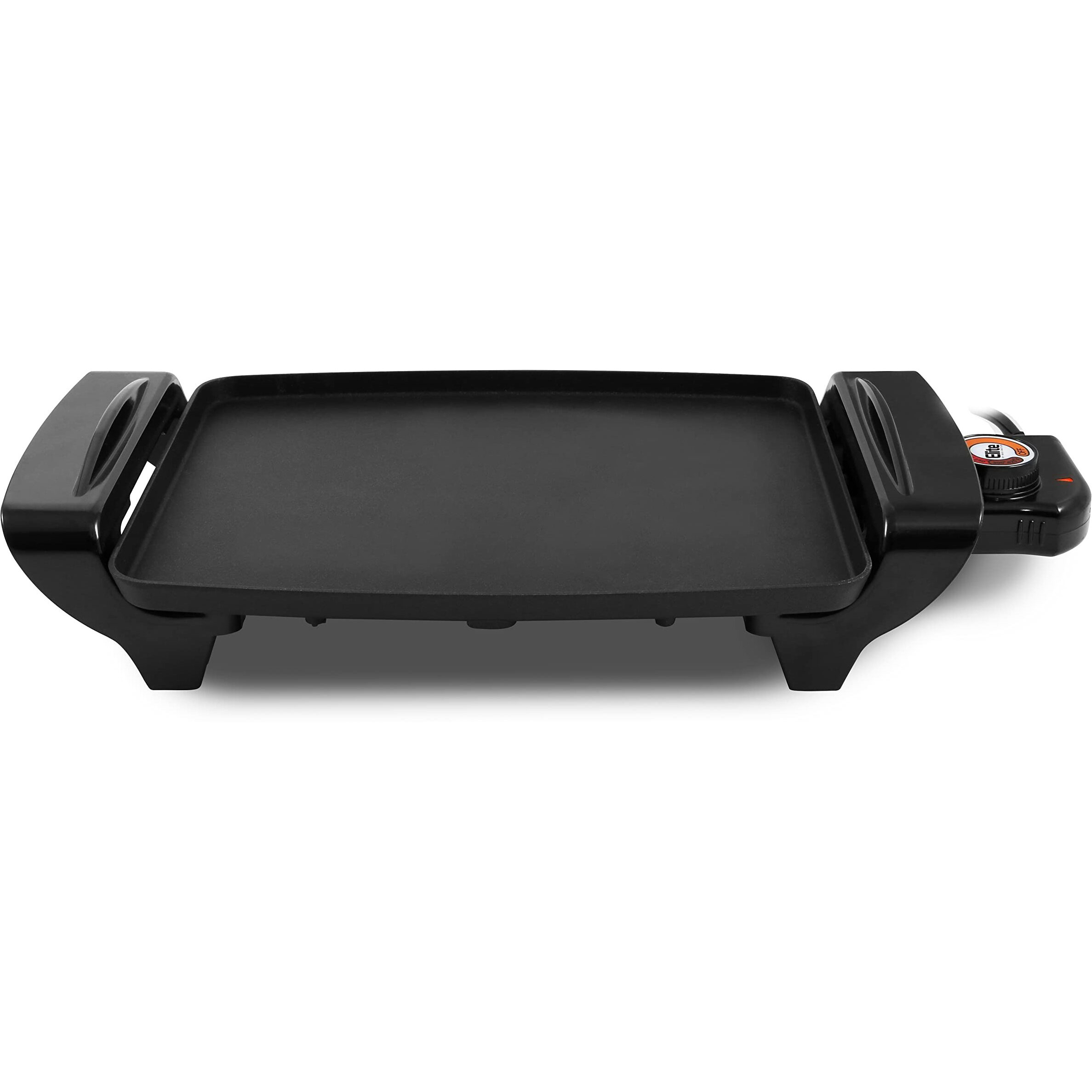 Elite Gourmet Egr2722A Electric 10.5"" X 8.5"" Griddle, Cool-Touch Handles Non-Stick Surface, Removable/Adjustable Thermostat, Skid Free-Rubber Feet, Black