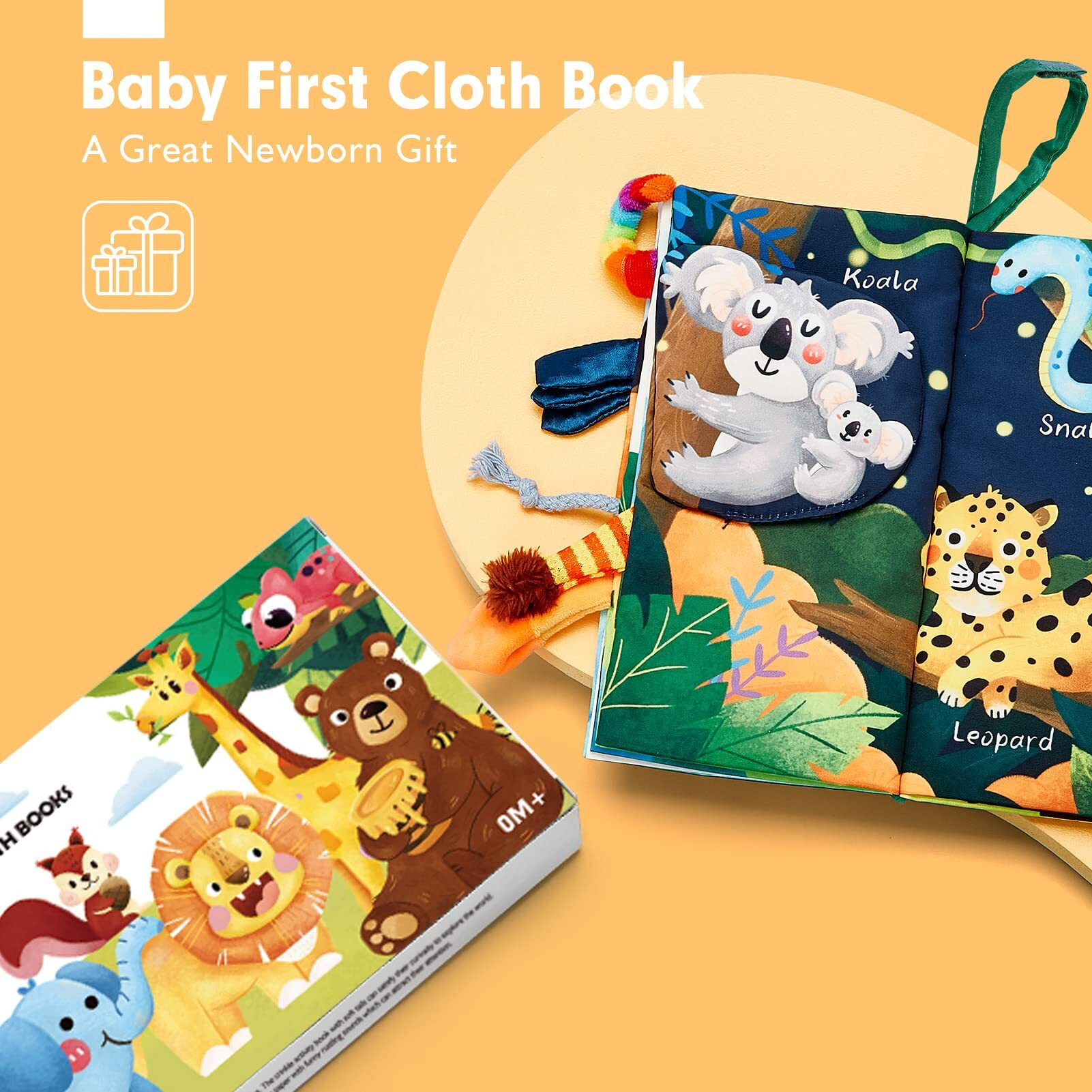 Hahaland Baby Books 0-6 Months,Infant Tummy Time Toy High Contrast Sensory Baby Toys 6 To 12 Months Touch Feel Book Gift Christmas Stocking Stuffers For Boy Girl 0-3 Months Book Early Learning Toy