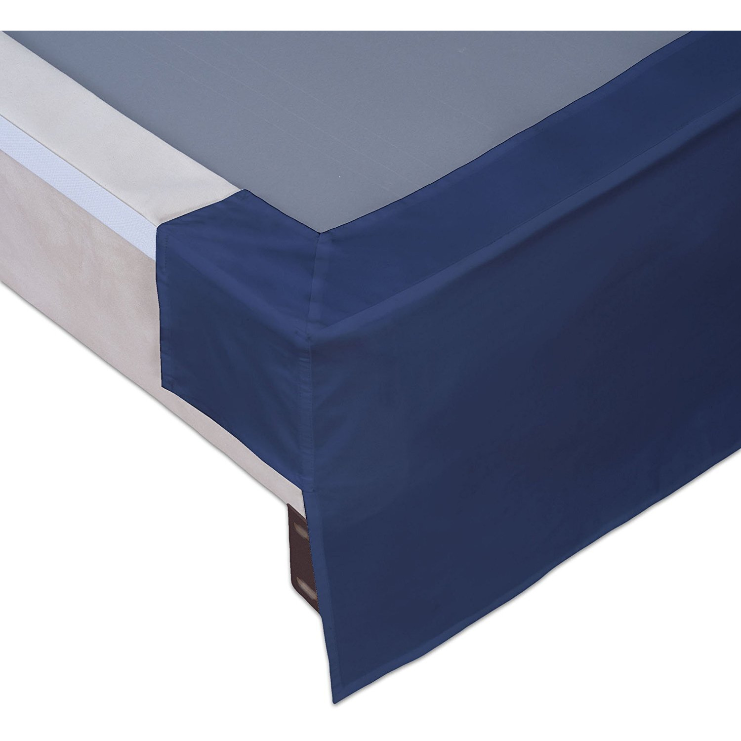 Bed Makers Never Lift Your Mattress Wrap Around Bed Skirt, Classic Style, Low Maintenance Wrinkle Resistant Fabric, Traditional 14 Inch Drop Length, Queen, Navy