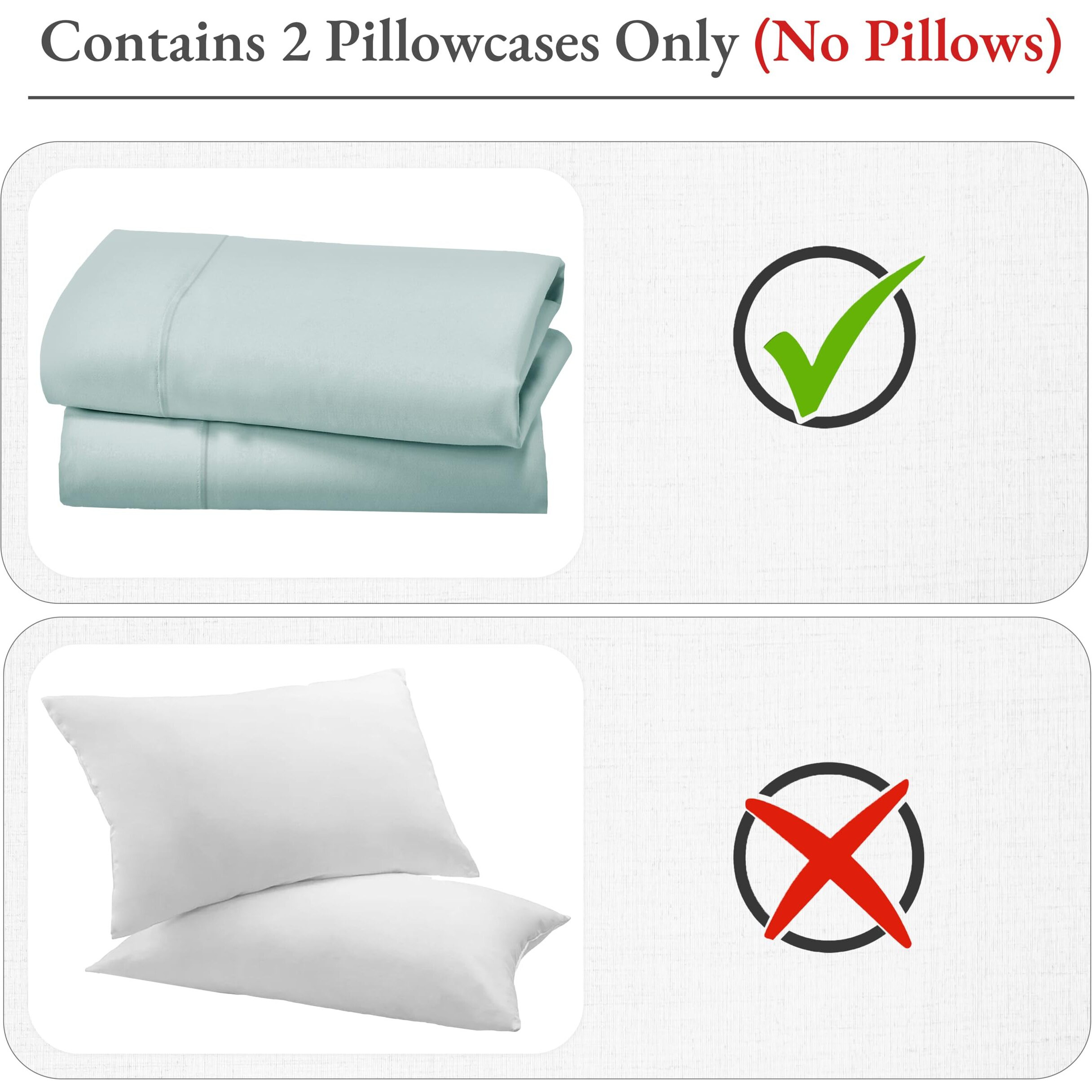 California Design Den Standard Queen Size Pillowcase Set - 400 Thread Count, 100% Cotton Sateen, Set Of 2 Pillow Covers, Breathable, Cooling, Soft For Quality Sleep - Seafoam