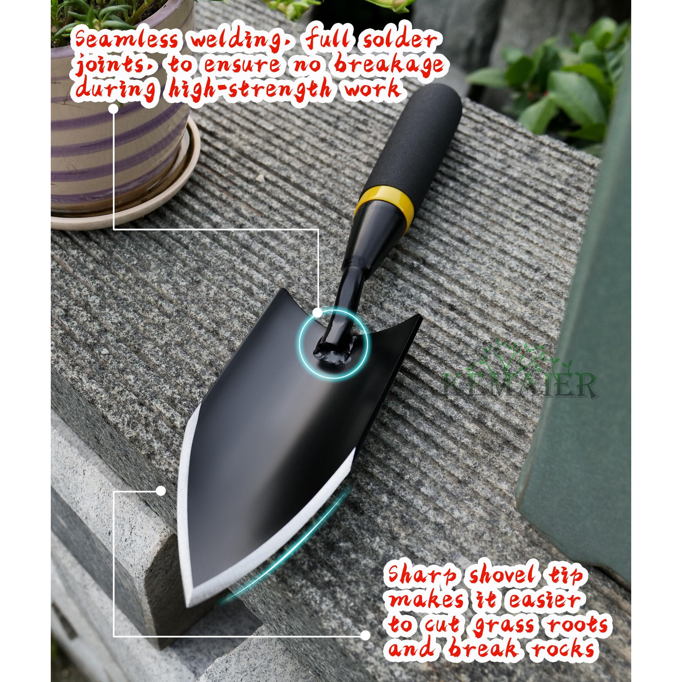 Garden Shovel - Heavy Duty Gardening Hand Trowel, Carbon Steel Garden Trowel With Rubberized Handle, Trowel Garden Tool For Diligent Farmer Soil Planting Digging Transplanting