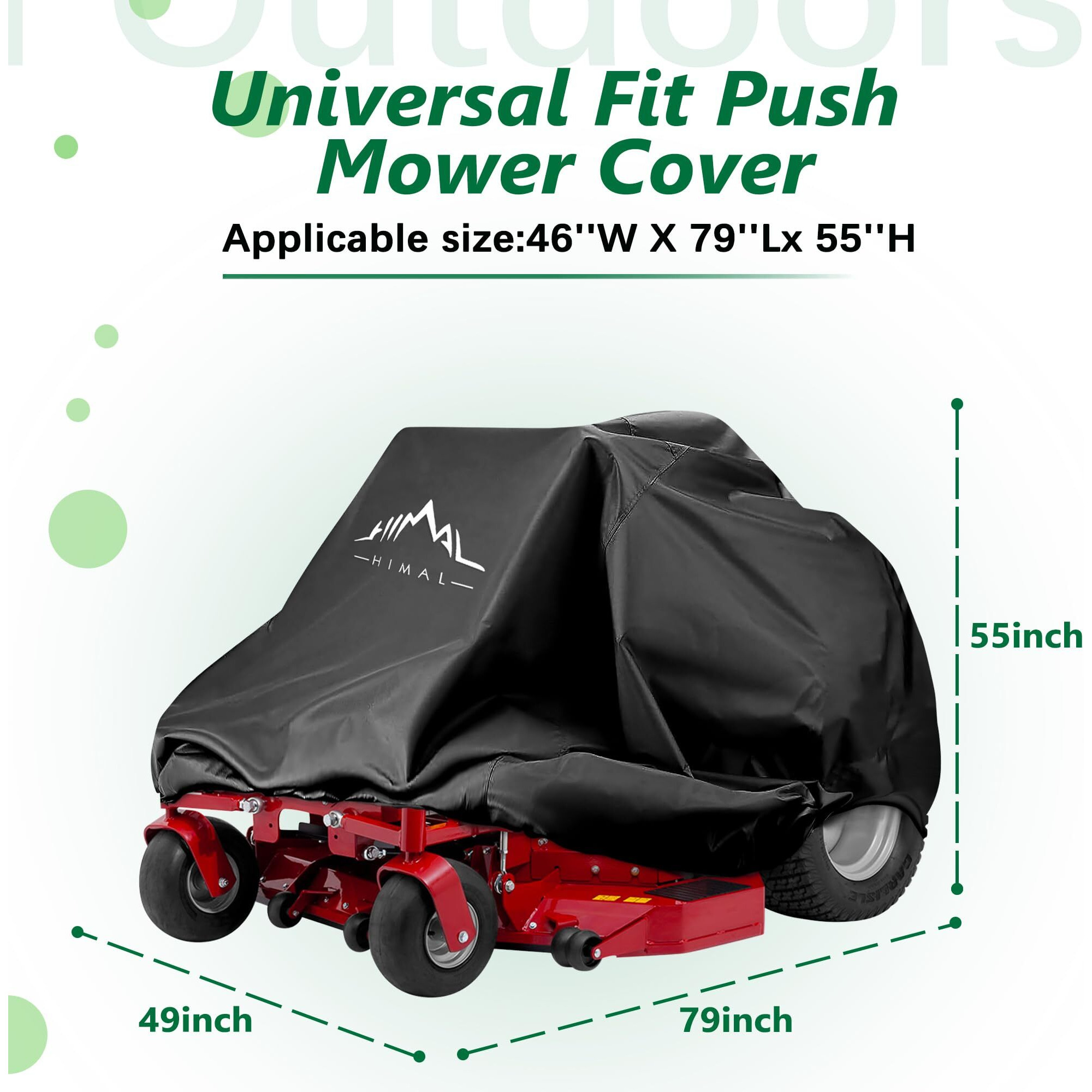 Himal Outdoors Zero-Turn Mower Cover, Heavy Duty 600D Polyester Oxford, Uv Protection Universal Fit With Drawstring & Cover Storage Bag, Tractor Cover Up To 60"" Decks