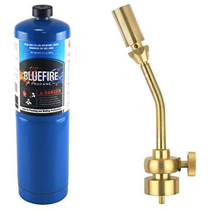 Bluefire Solid Brass Pencil Flame Gas Welding Torch Head Nozzle Upgraded Full Metal Version Fuel By Mapp Map Pro Propane Cga 600 Cylinder (Torch With Propane Kit)
