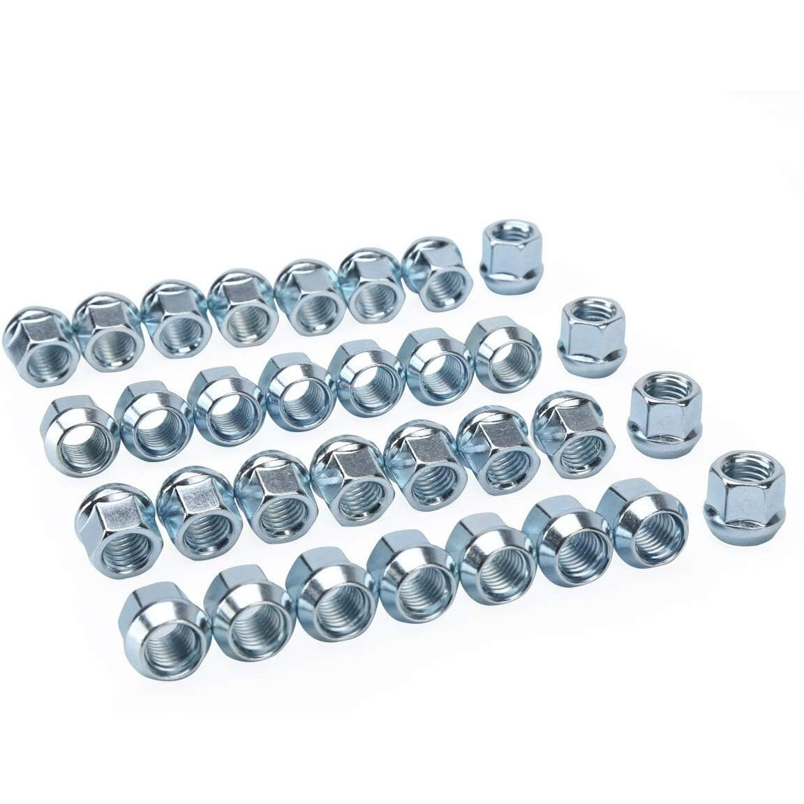 9/16-18 Aftermarket Open End Lug Nuts Set, 32Pcs Open Wheel Nut For Dodge Ram 1500 2500 3500 2002-2011, 9/16"" X18 Galvanized Conical Lugnuts For Dakota 2005-2011, Durango 04-09, Hummer 6&8 Wheel Rim