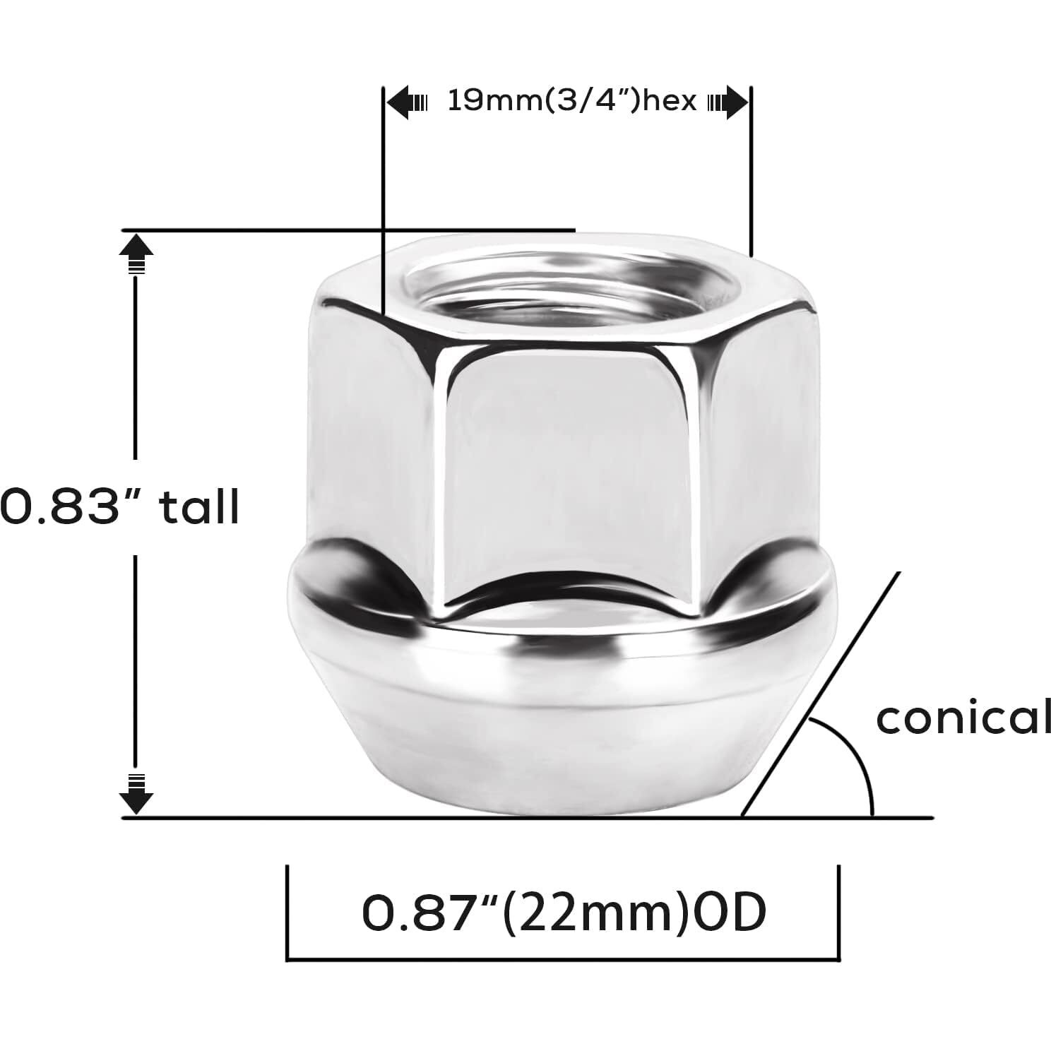 9/16-18 Aftermarket Open End Lug Nuts Set, 32Pcs Open Wheel Nut For Dodge Ram 1500 2500 3500 2002-2011, 9/16"" X18 Galvanized Conical Lugnuts For Dakota 2005-2011, Durango 04-09, Hummer 6&8 Wheel Rim
