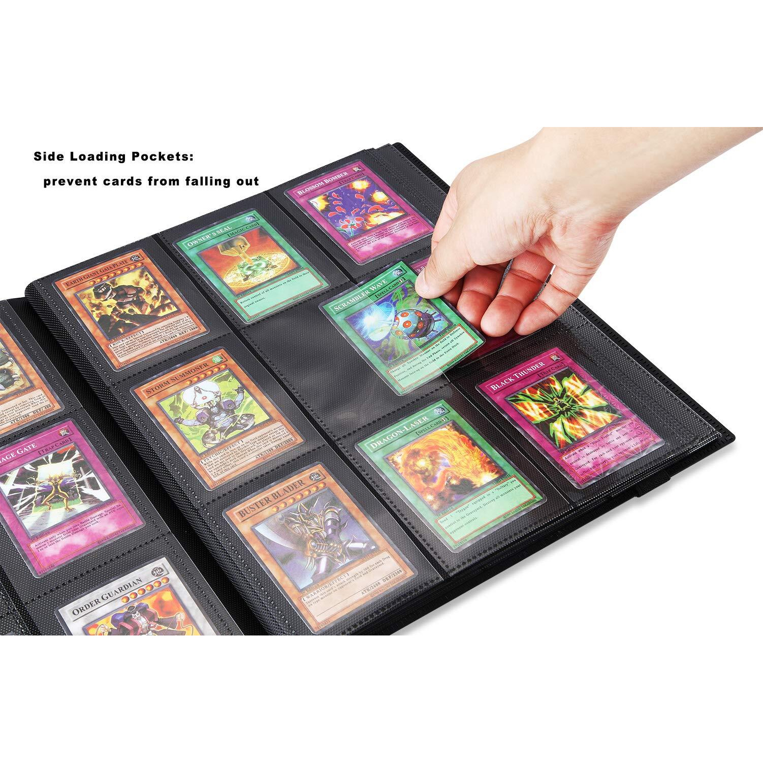 Aitime Sport Fans Gaming Card Collection Binder, 360 Side Loading Trading Card Collection Book Mtg Yugioh Cards Protection Holder Playing Cards And Coupons Protector Storage Book (Black)