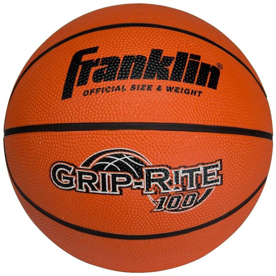 Franklin Sports Indoor + Outdoor 29.5"" Basketball - Grip-Rite 100 All Surface Indoor + Outdoor Official Size Men's Basketball - Durable Rubber Size 7 Basketball For All Basketball Courts - Orange