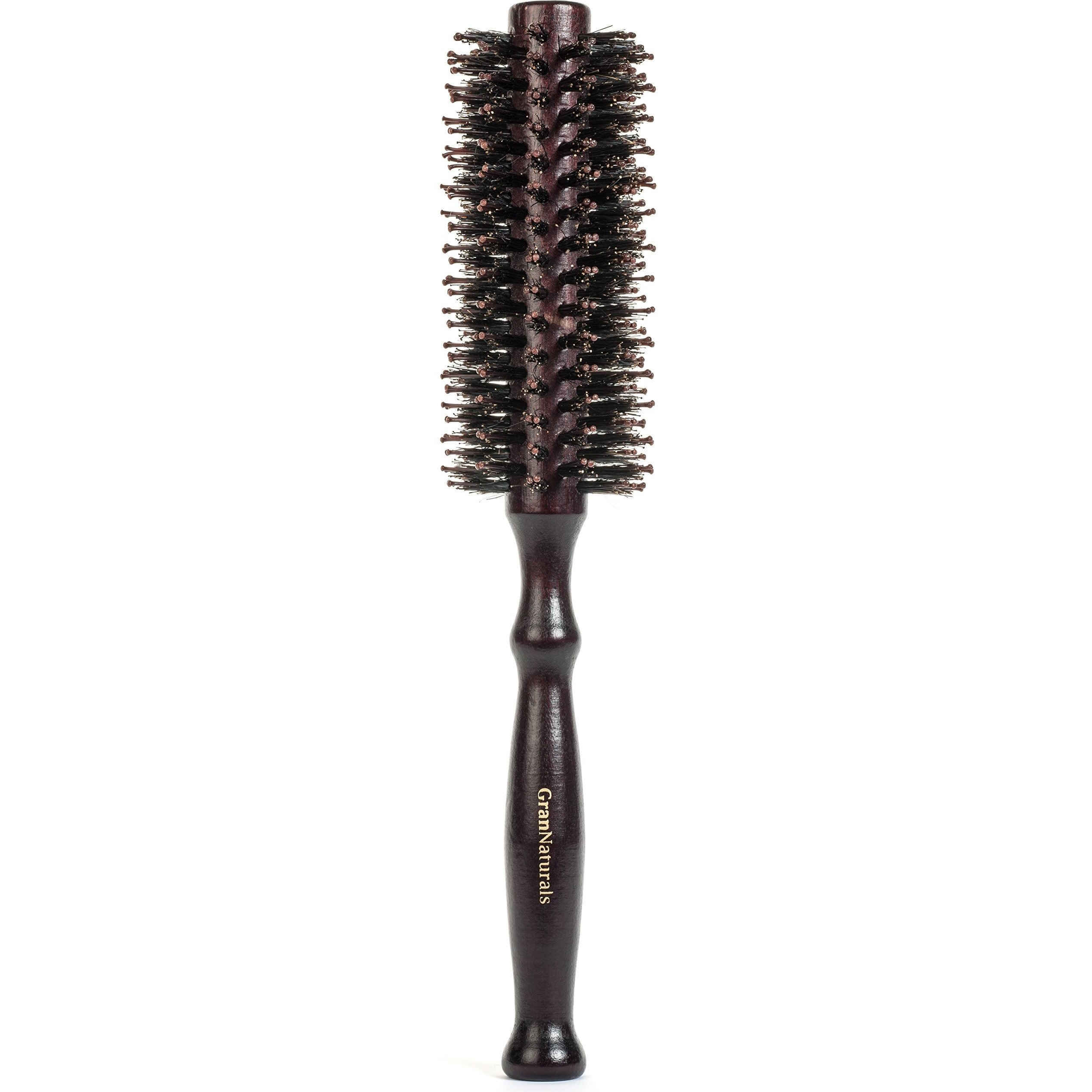 Round Styling Hair Brush - 1.75 Inch Diameter - Boar + Nylon Bristles For Blow Drying, Curling, And Styling Hair - Natural Wooden Handle For Women And Men