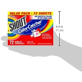 Shout Color Catcher Sheets For Laundry, Allow Mixed Washes, Prevent Color Runs, And Maintain Original Color Of Clothing, 72 Count