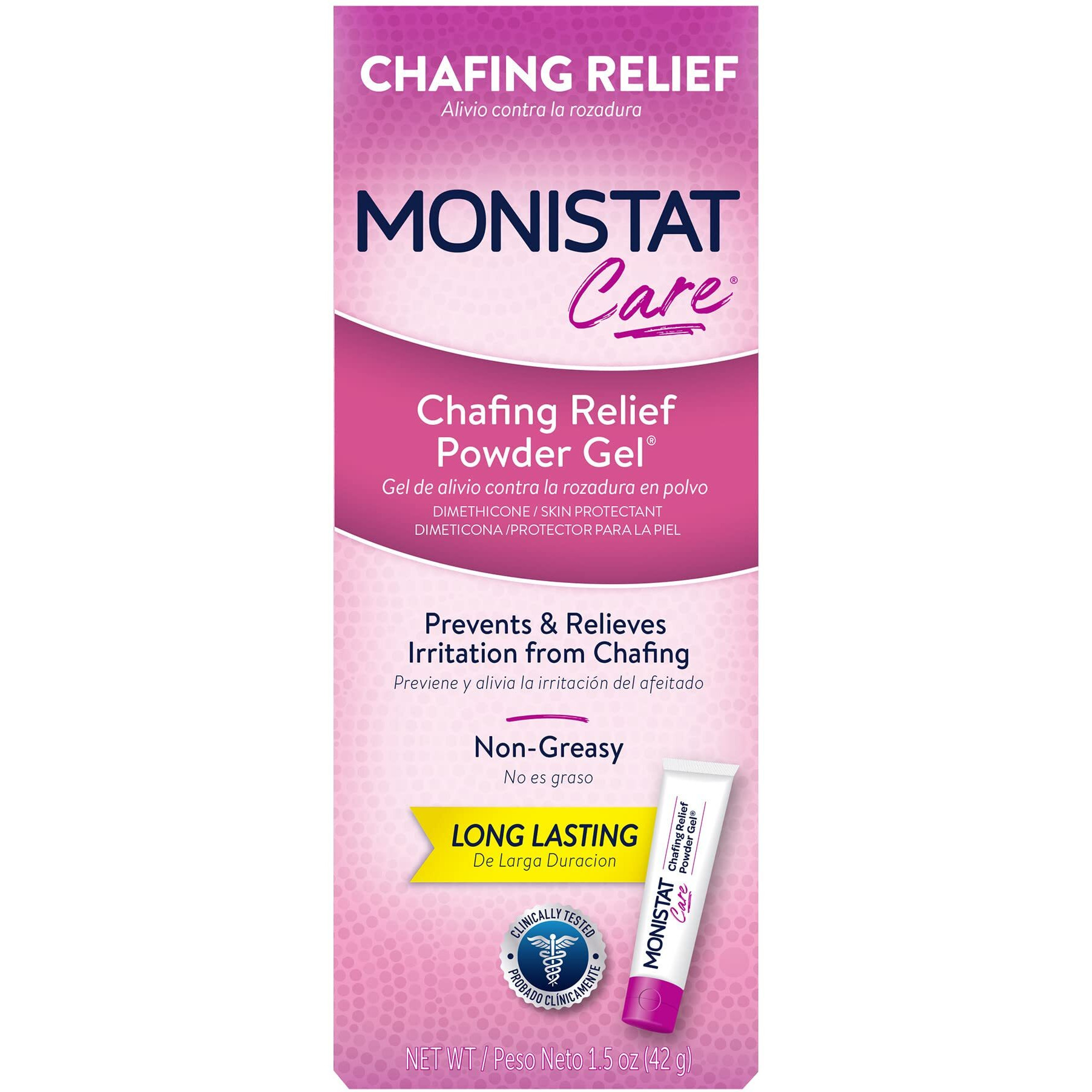 Monistat Chafing Relief Powder Gel, Anti-Chafe Protection, Fragrance Free Chafing Gel, 1.5 Oz, 1 Pack