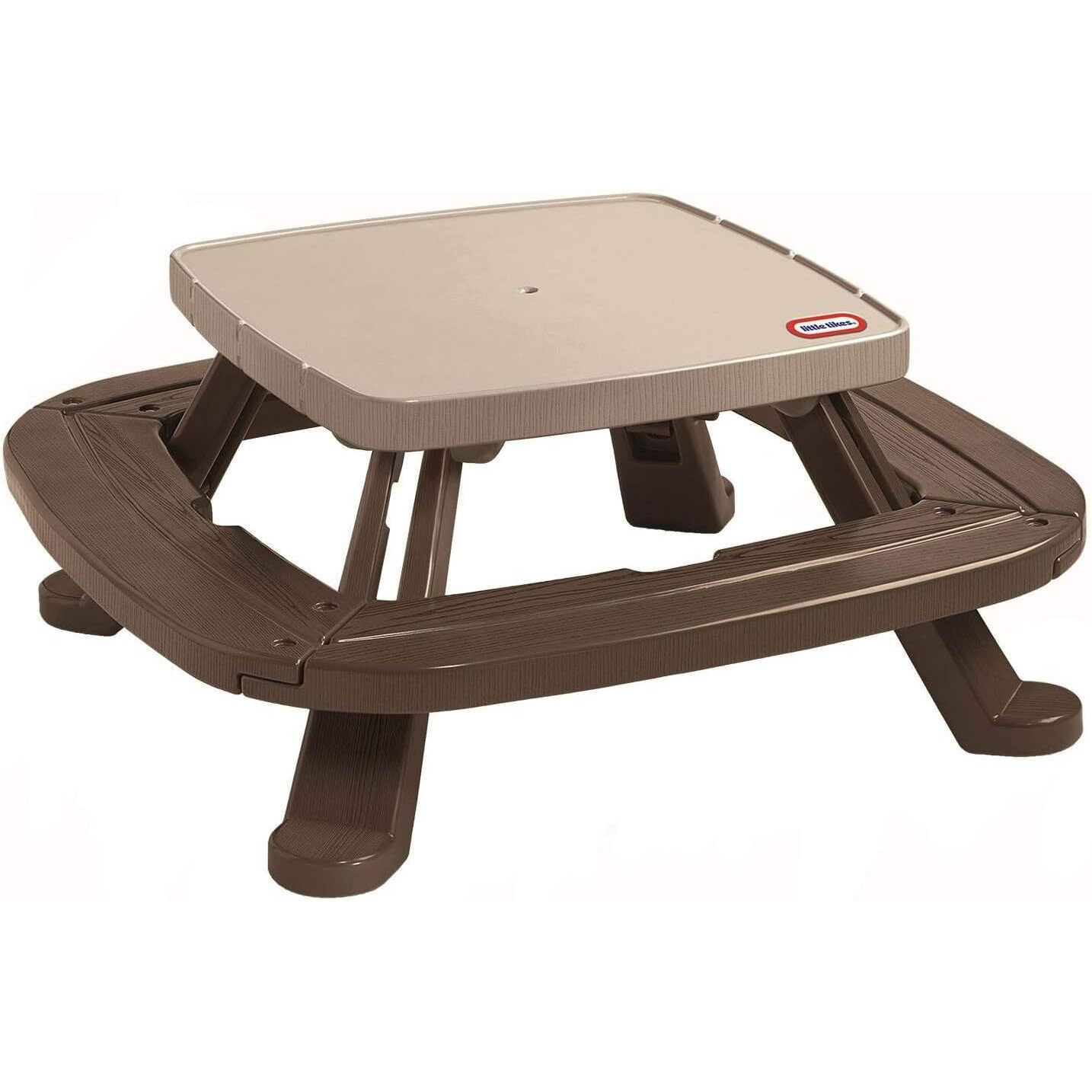 Little Tikes Fold 'N Store Picnic Table With Market Umbrella, Brown (632433M)