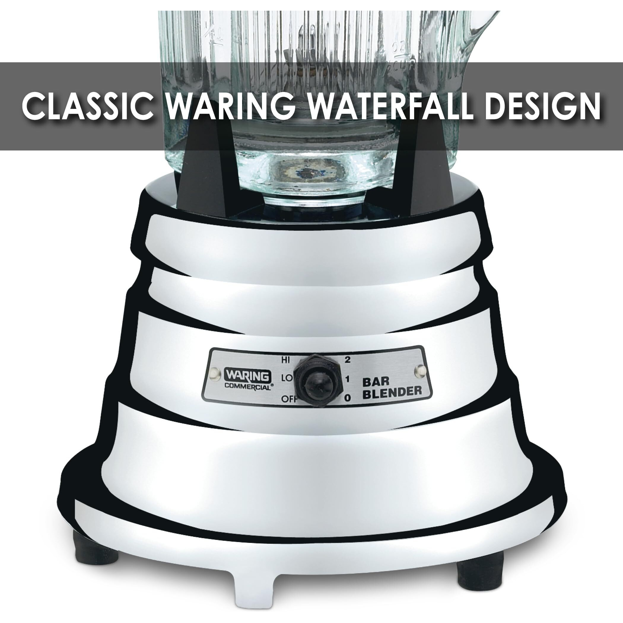 Waring Commercial Bb900G 1/2 Hp Chrome Bar Blender With 40-Ounce Glass Container Silver