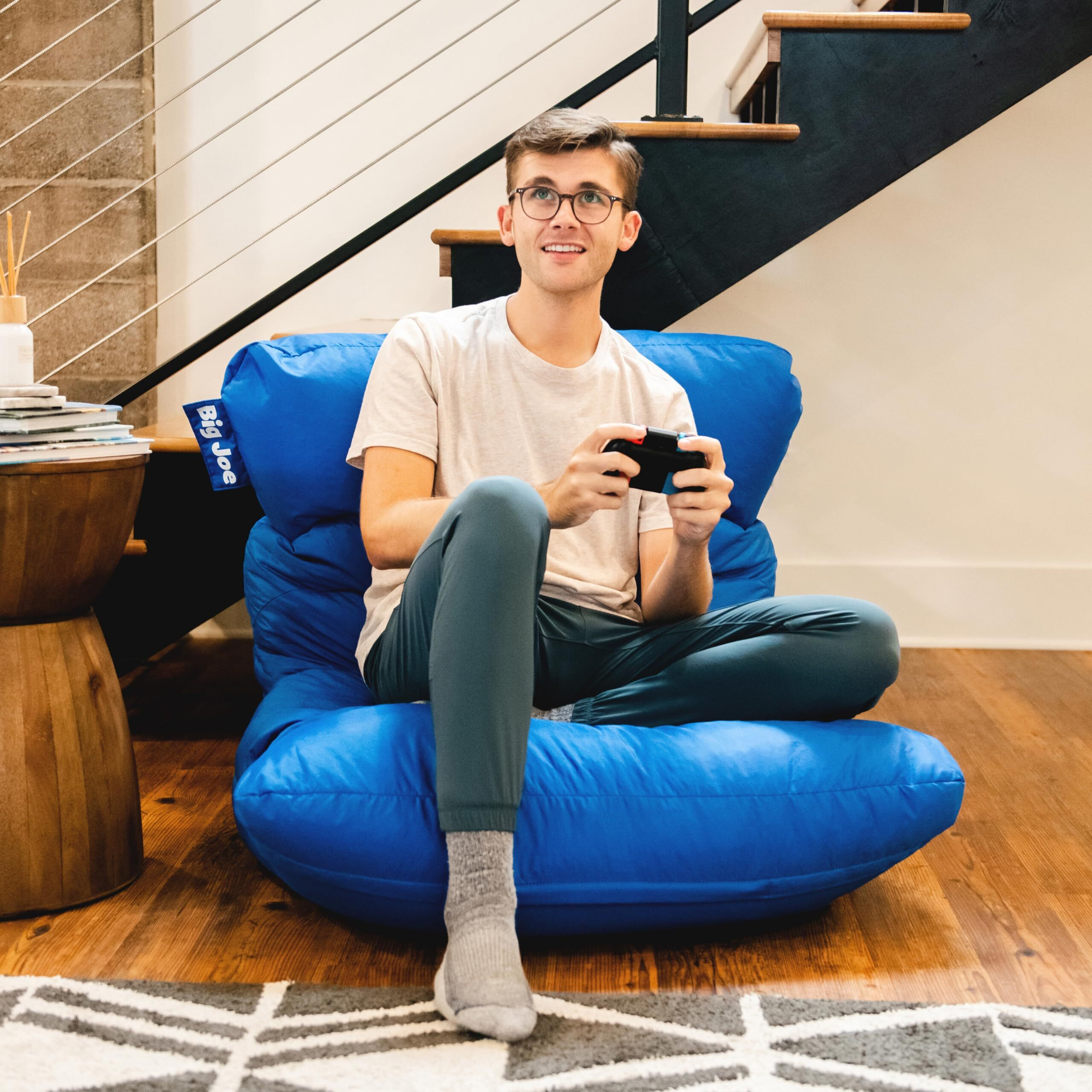 Big Joe Roma Bean Bag Chair, Sapphire Smartmax, Durable Polyester Nylon Blend, 3 Feet