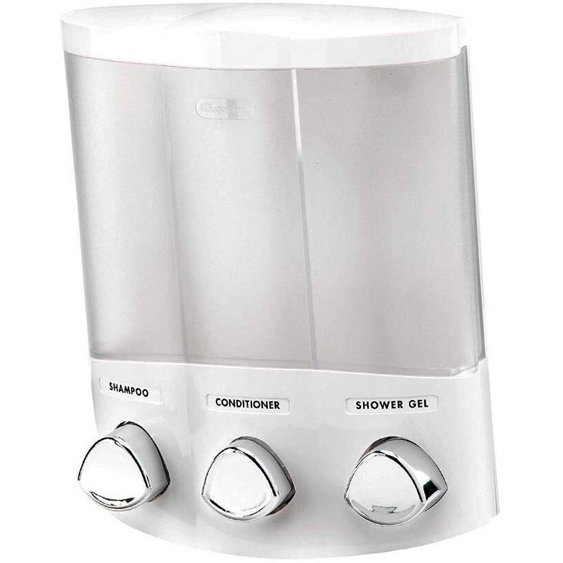 Better Living Products, White 76354 Euro Series Trio 3-Chamber Soap And Shower Dispenser