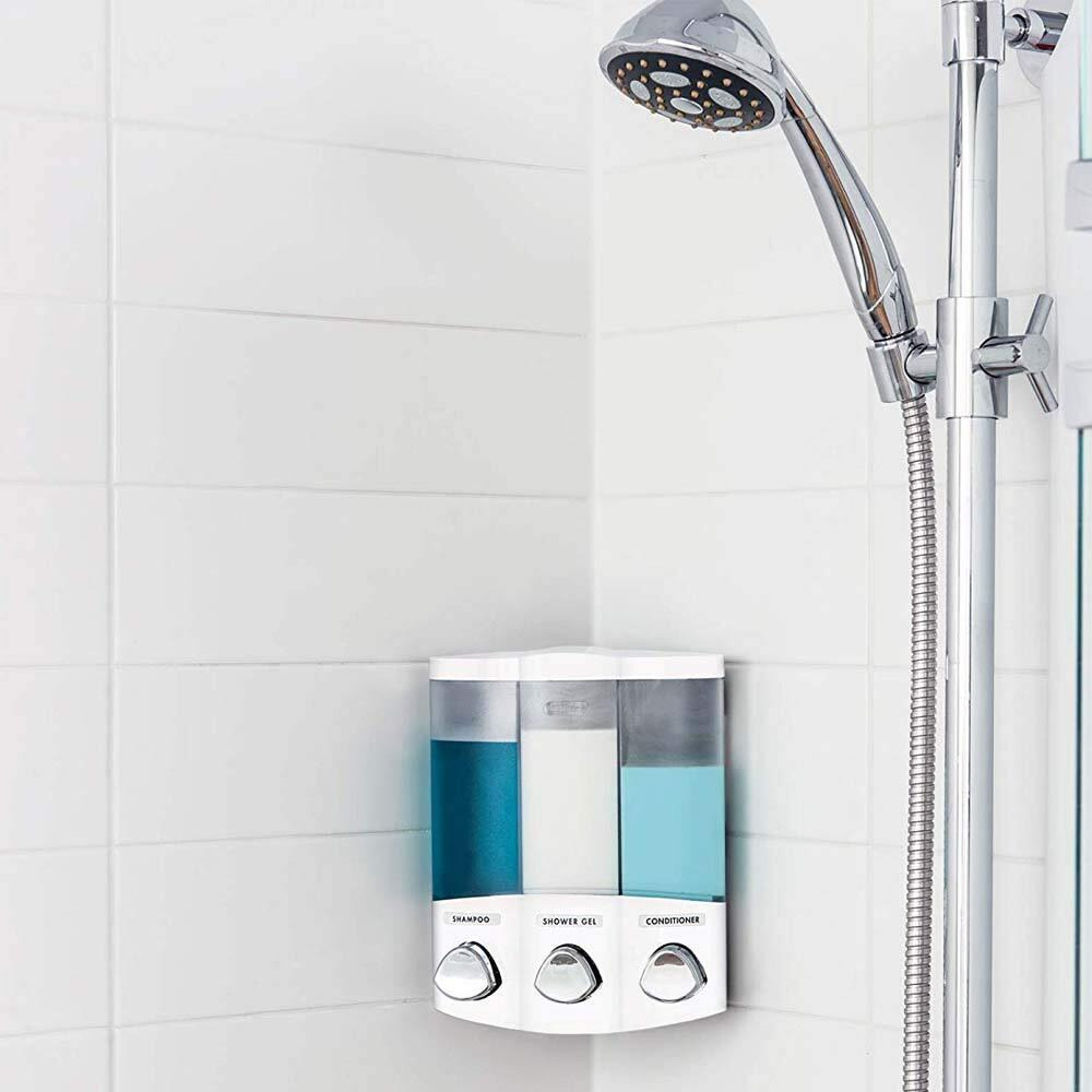 Better Living Products, White 76354 Euro Series Trio 3-Chamber Soap And Shower Dispenser