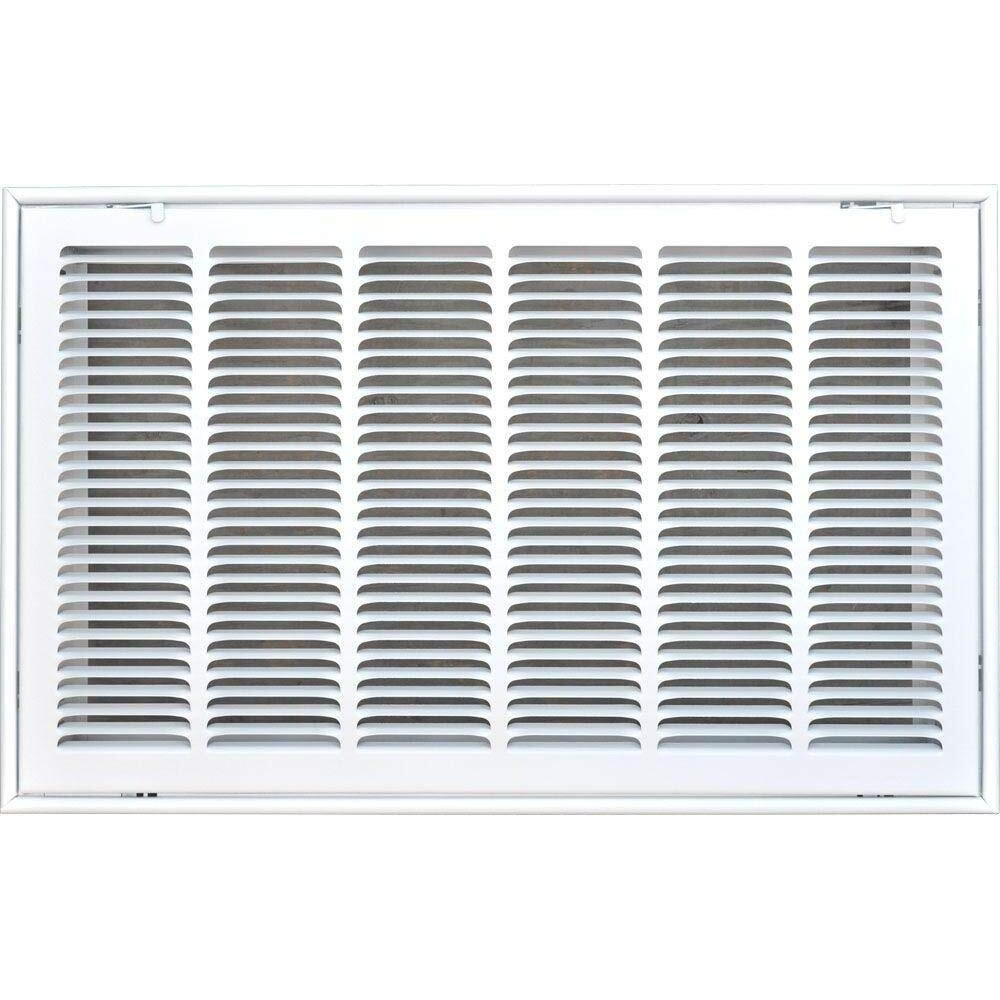 30"" X 12"" Steel Return Air Filter Grille For 1"" Filter - Easy Plastic Tabs For Removable Face/Door - Hvac Duct Cover - Flat Stamped Face -White [Outer Dimensions 31.75W X 13.75H]