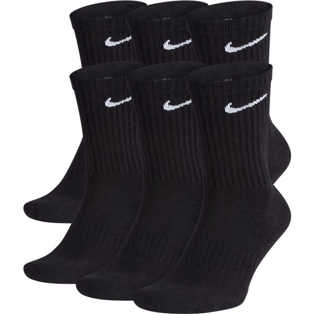 Nike Everyday Cushion Crew Socks, Unisex , Black/White, M (Pack Of 6 Pairs Of Socks)