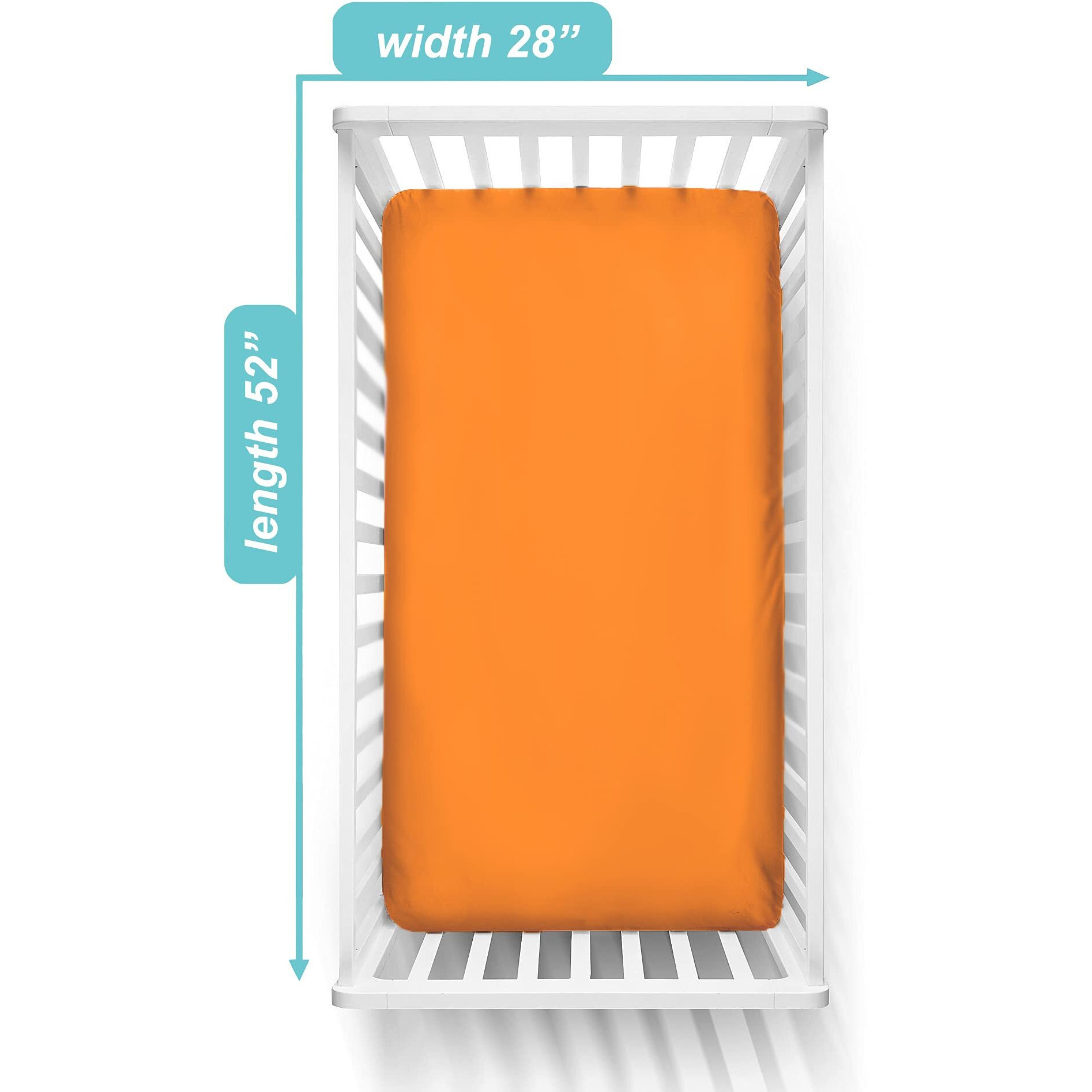 American Baby Company Supreme Fitted Crib Sheet 28"" X 52"", Enhanced Thickness For Soft, Breathable Neutral 100% Cotton Jersey Comfort, Orange, For Boys And Girls