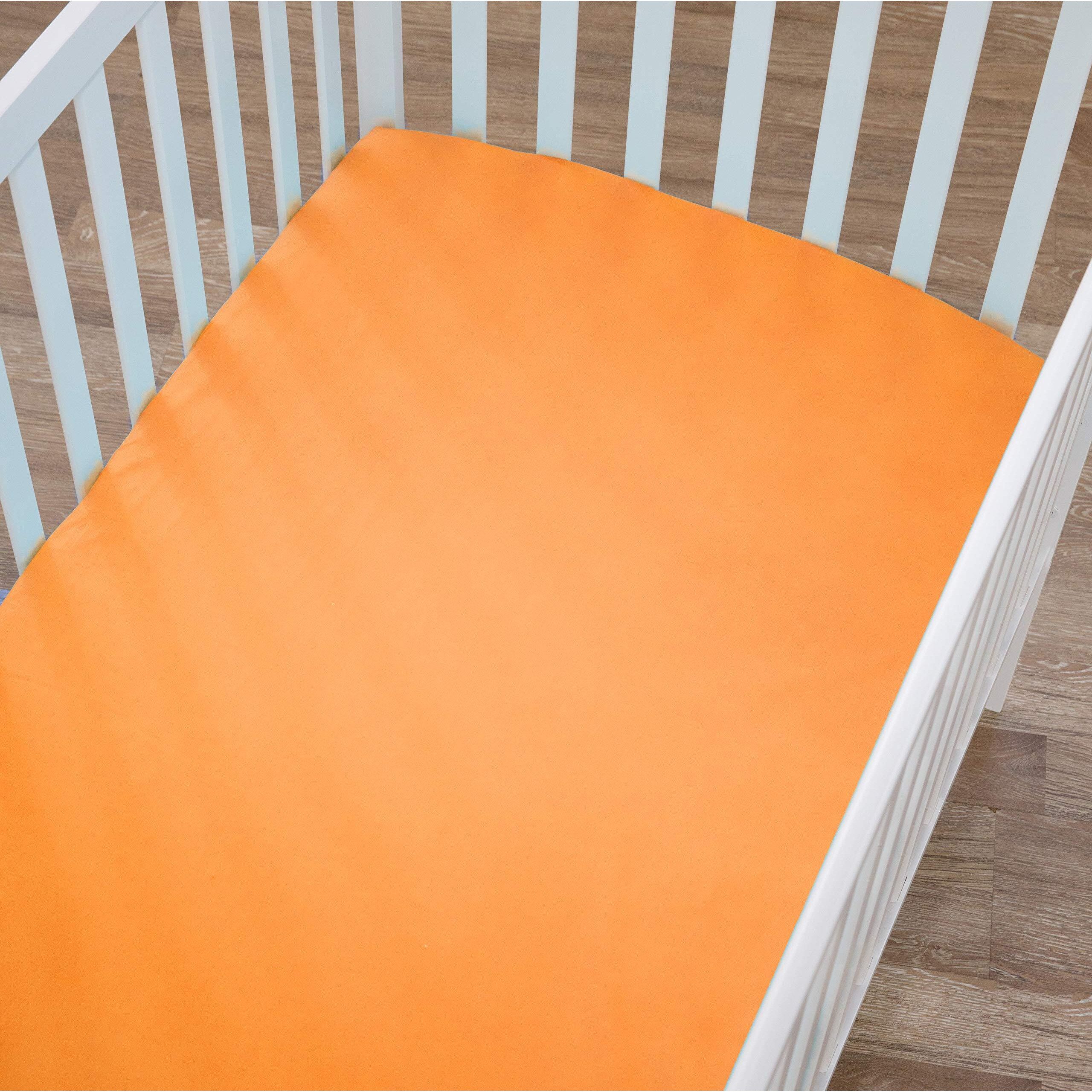 American Baby Company Supreme Fitted Crib Sheet 28"" X 52"", Enhanced Thickness For Soft, Breathable Neutral 100% Cotton Jersey Comfort, Orange, For Boys And Girls