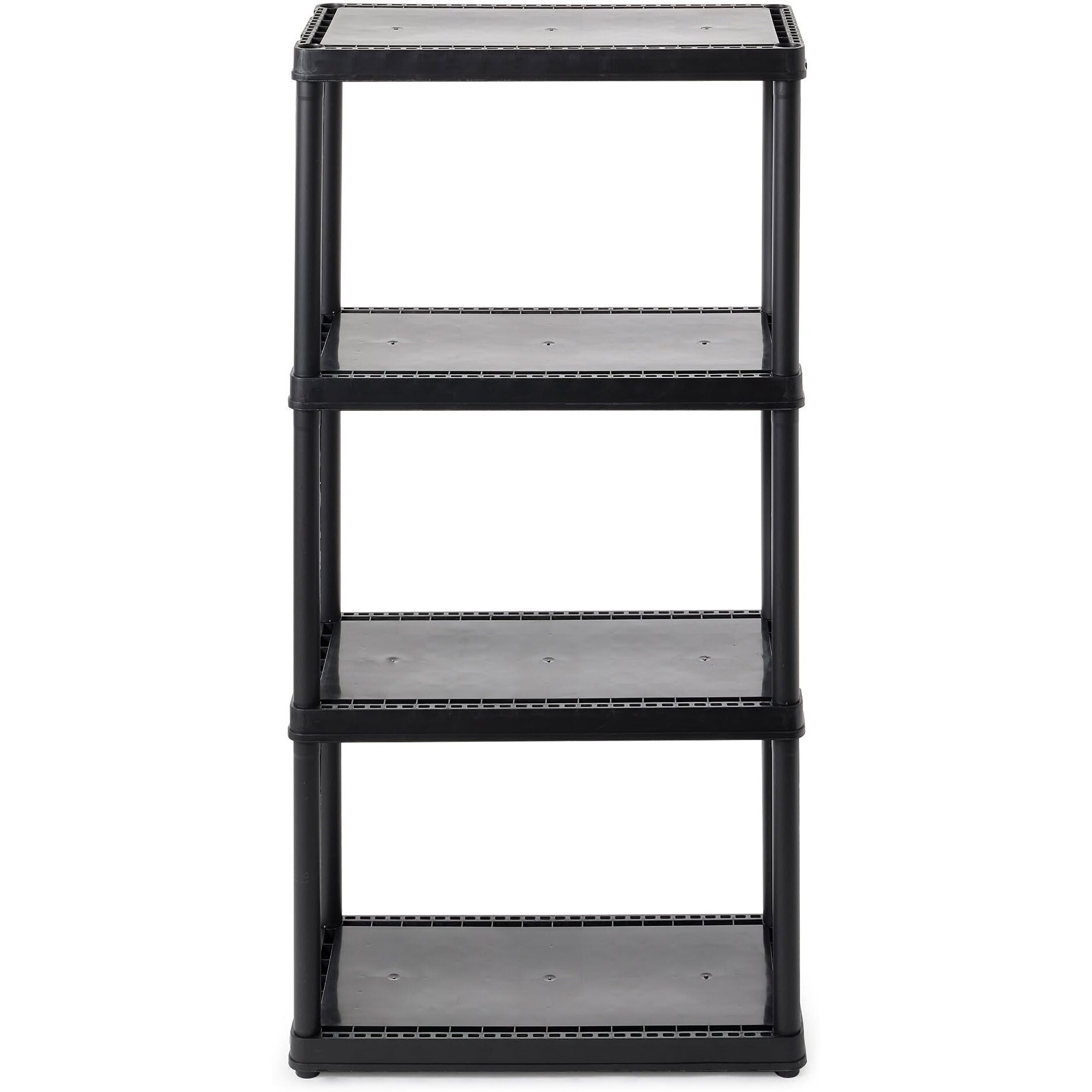 Gracious Living 4 Shelf Fixed Height Solid Light Duty Storage Unit 12 X 24 X 48"" Organizer System For Home, Garage, Basement, & Laundry, Black