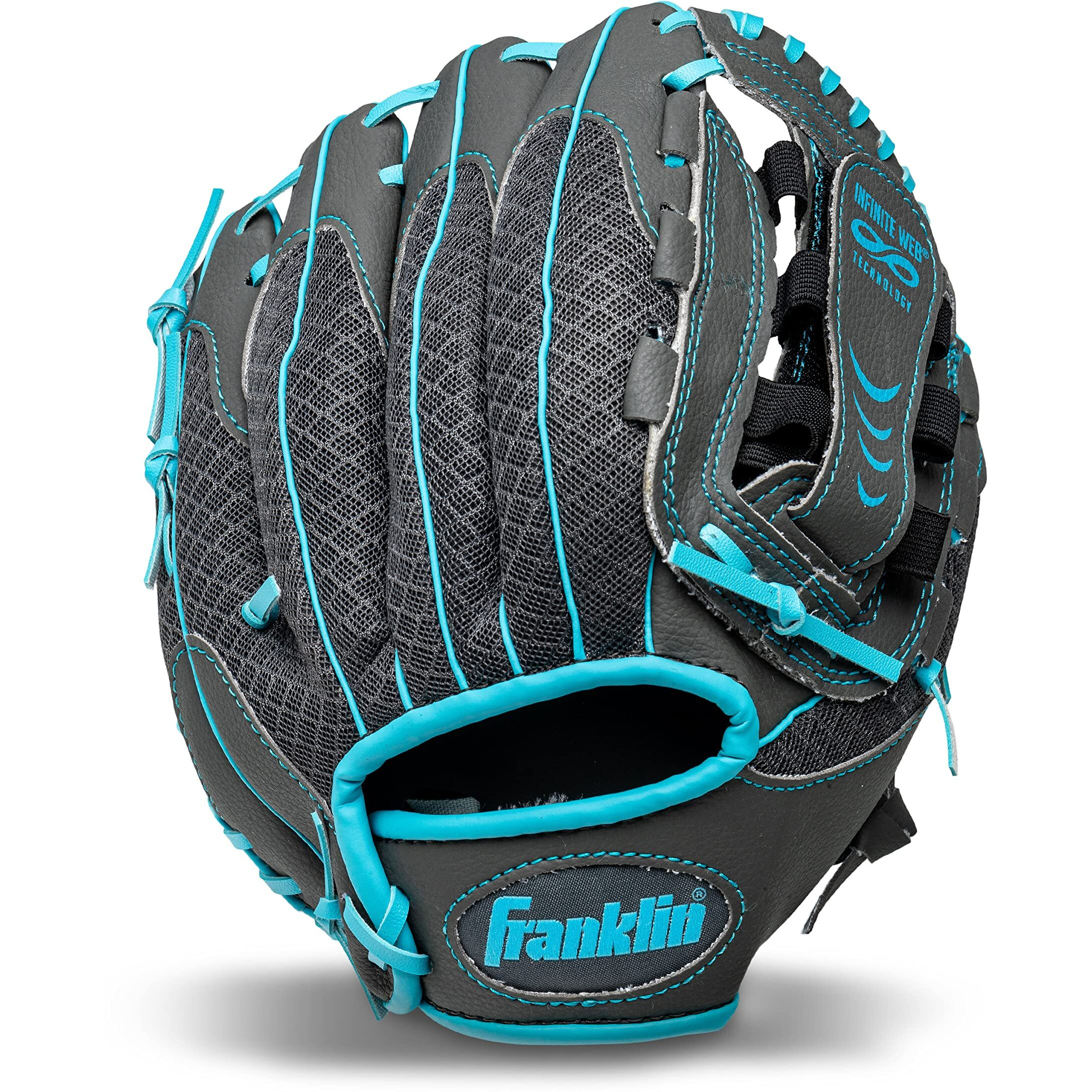 Franklin Sports Kids Baseball Glove - Youth Baseball, Softball + Teeball Glove For Boys + Girls - Shok Sorb Glove - Right Hand Throw - Graphite Blue - 10.5