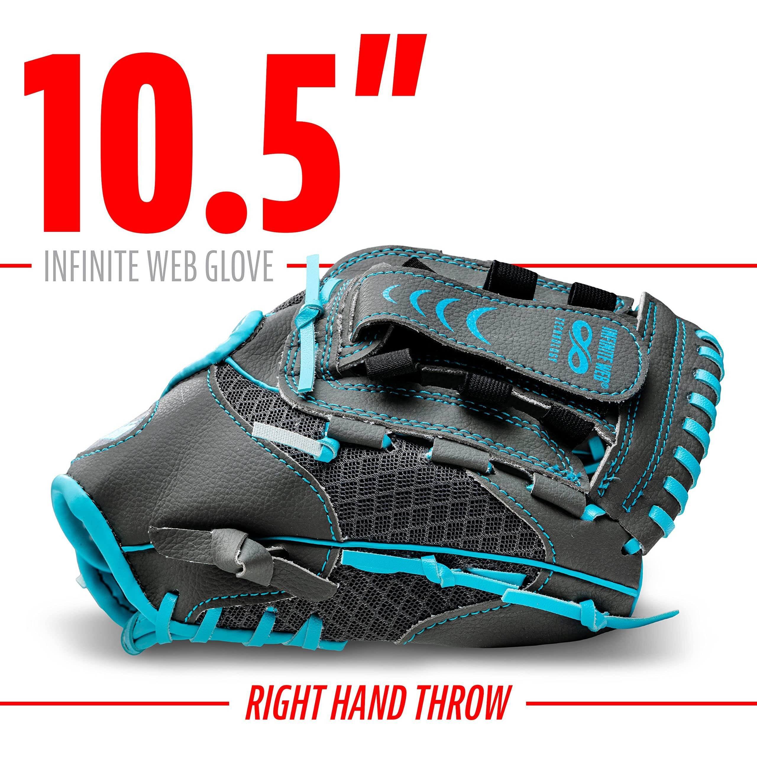 Franklin Sports Kids Baseball Glove - Youth Baseball, Softball + Teeball Glove For Boys + Girls - Shok Sorb Glove - Right Hand Throw - Graphite Blue - 10.5