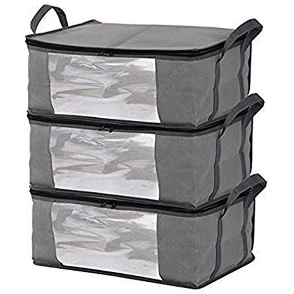 Storage Bins Storage Bags Sweater Storage Closet Organizer,Clothes Storage Containers, Closet Organizers And Storage, Large Clear Window & Carry Handles, Great For Clothes, Blankets, Closets