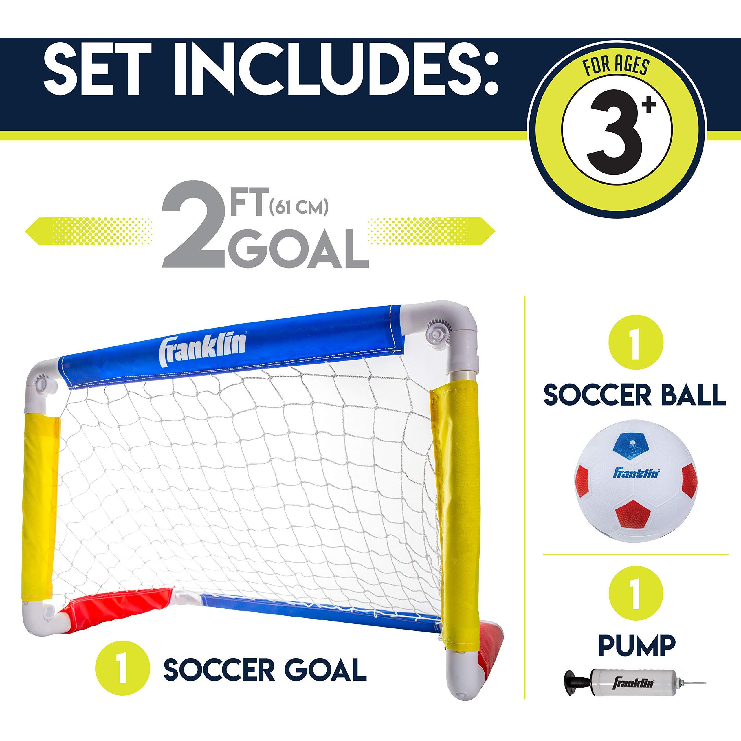 Franklin Sports Kids Mini Soccer Goal Sets - Backyard + Indoor Mini Net And Ball Set With Pump - Portable Folding Youth Soccer Goal Sets For Kids + Toddlers - 24"" X 16""
