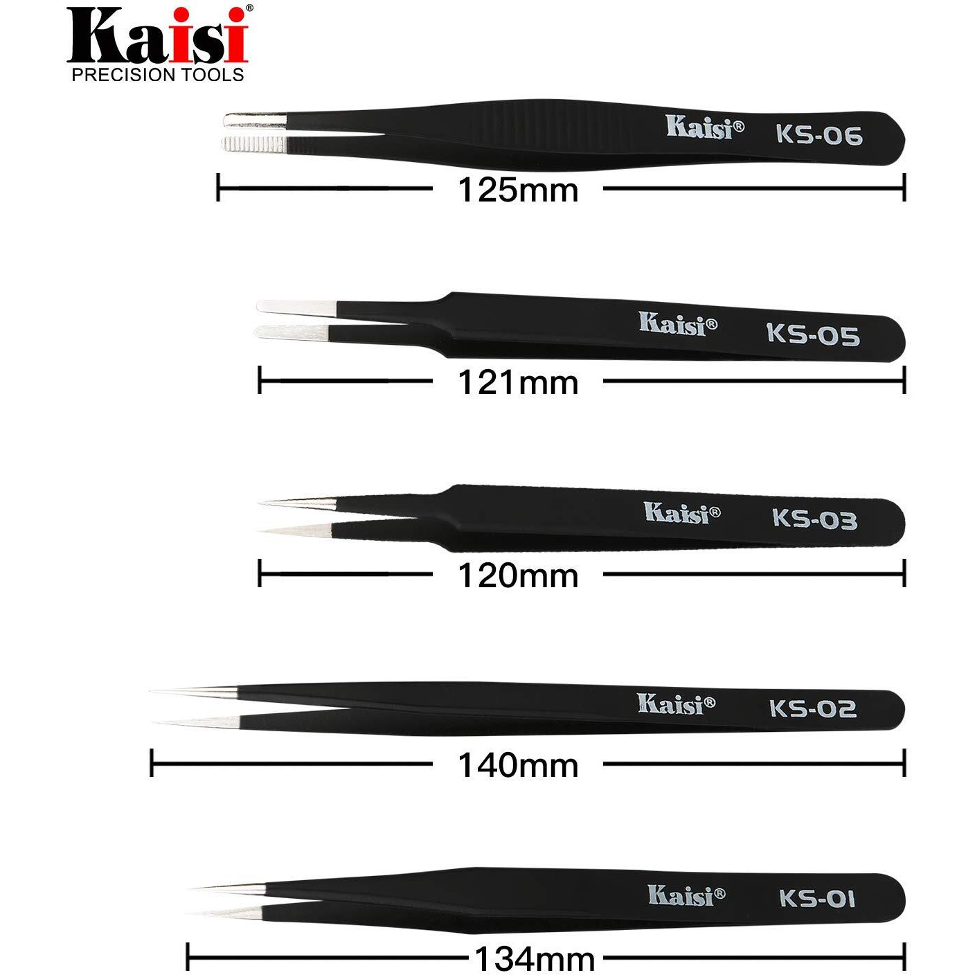 Kaisi 13 Pcs Precision Tweezers Set Anti-Static Esd Tweezers Kit With 13 Precision Non-Magnetic Stainless Steel Tweezers With Tweezers Storage Bag