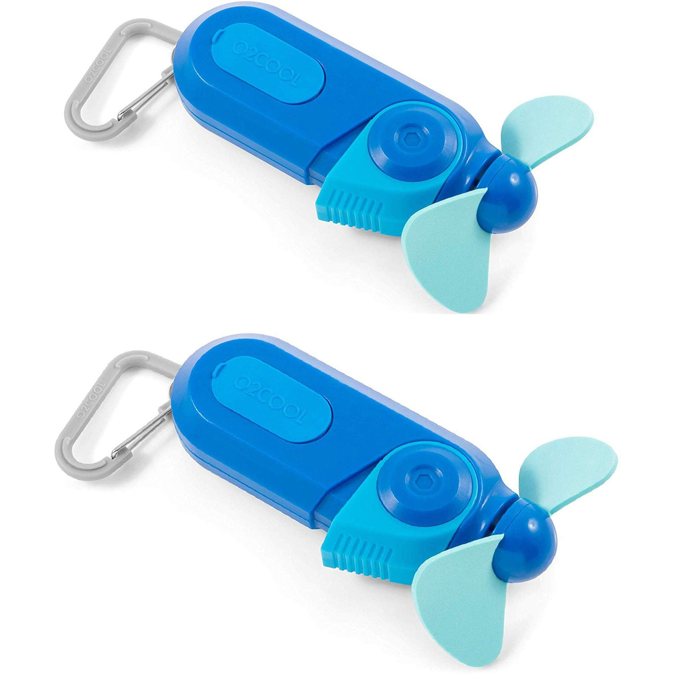 O2Cool Carabiner Sport Misting Fan - Pocket Sized, Portable On-The-Go Battery Powered Cooling, Sports Carabiner Fan, Blue