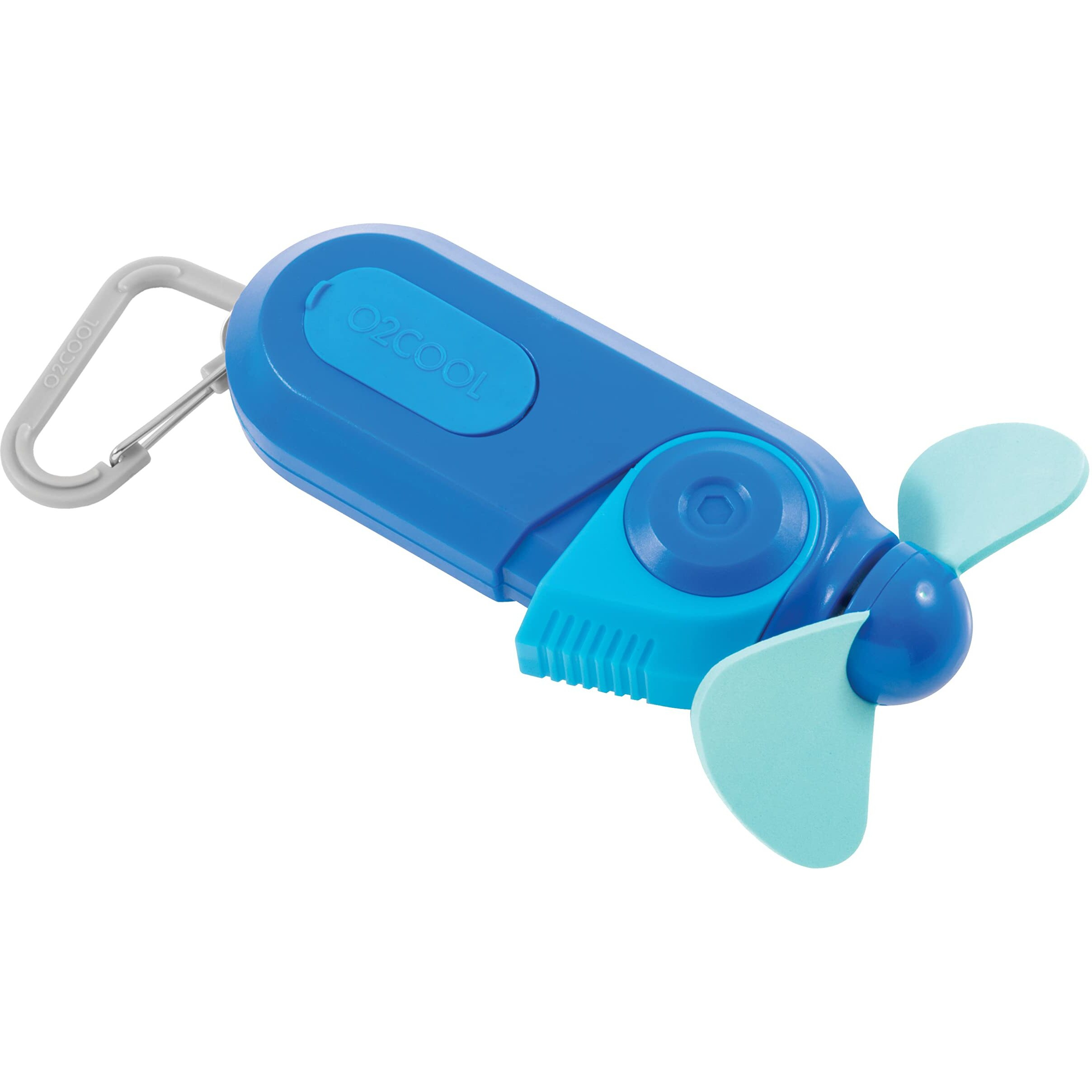 O2Cool Carabiner Sport Misting Fan - Pocket Sized, Portable On-The-Go Battery Powered Cooling, Sports Carabiner Fan, Blue