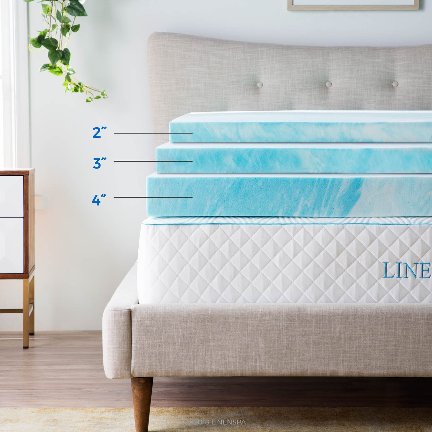 Linenspa 2 Inch Gel Swirl Memory Foam Mattress Topper - Cooling Gel Infused - Pressure Relieving - Certipur Certified - Full