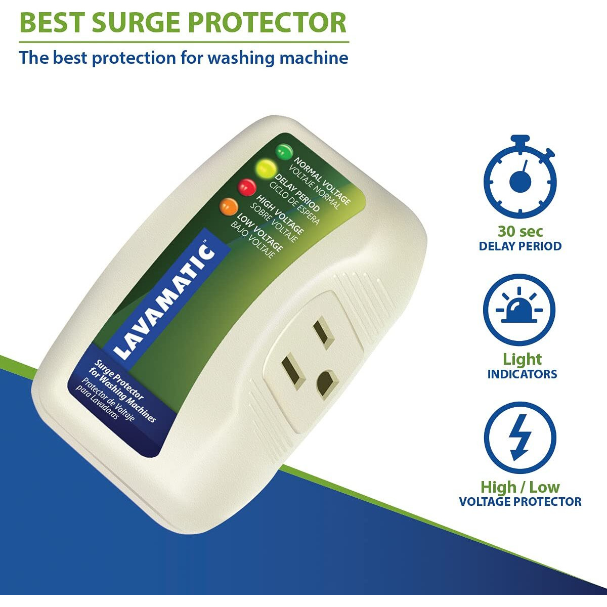 Lavamatic Ws-10521 Electronic Voltage & Surge Protector For Washing Machine - Front Top Load Washers ((1) Piece)